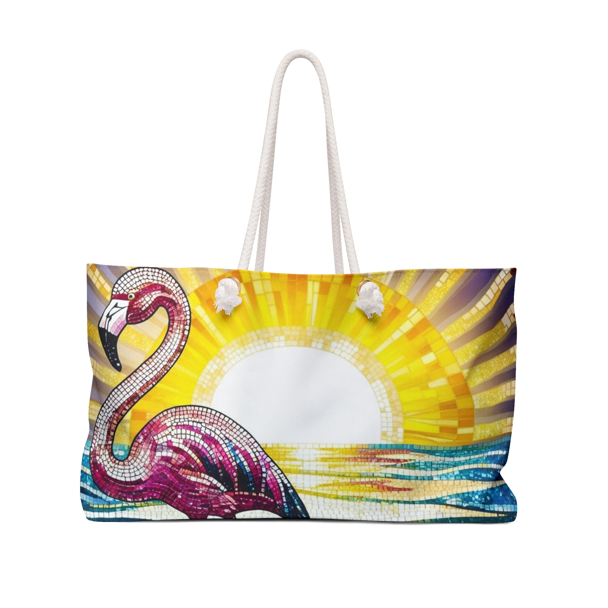 Colorful Flamingo Weekender Bag, Travel Tote, Beach Bag, Vacation Carryall, Summer Getaway Accessory