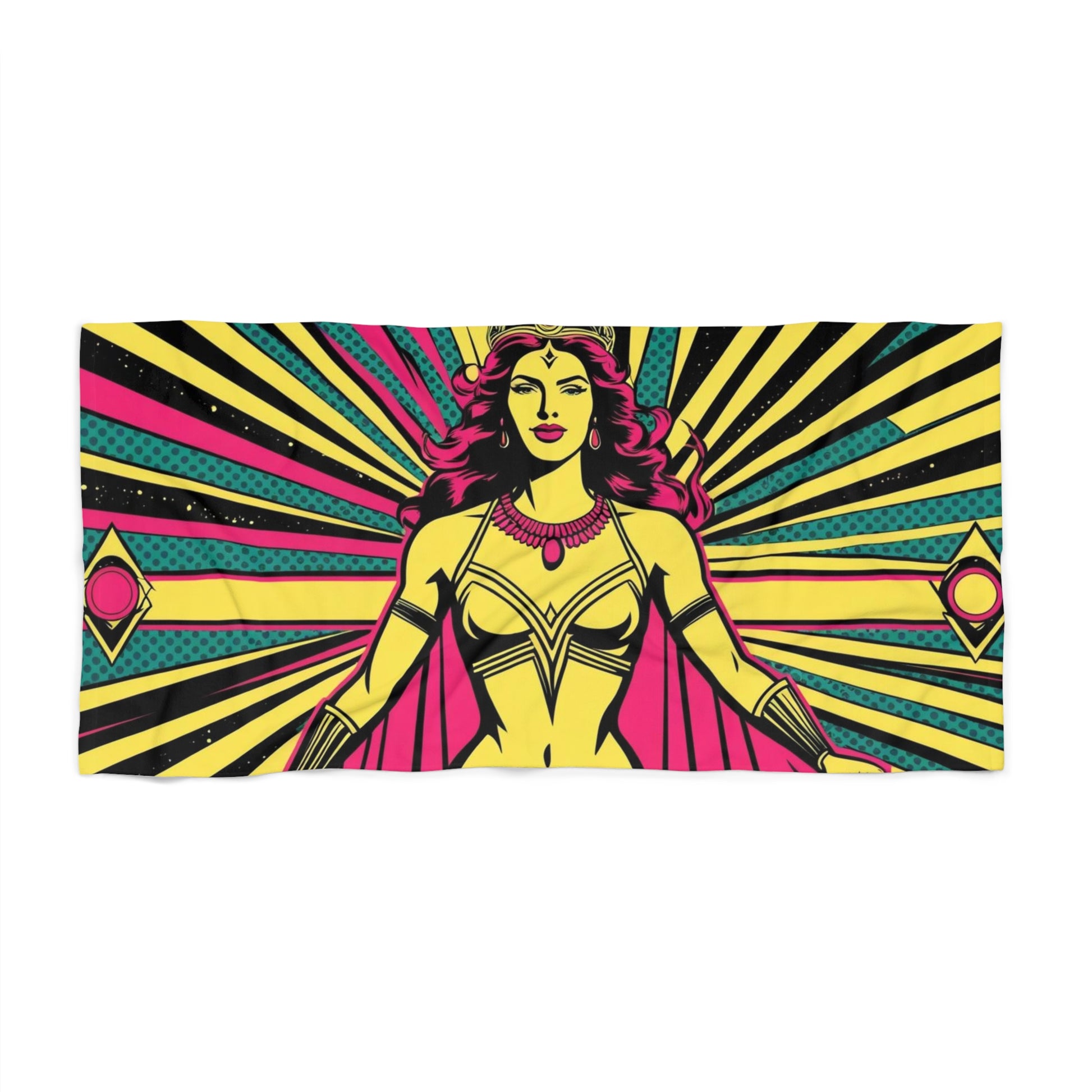 Bold Retro Pop Art Beach Towel - Vibrant Summer Accessory, Ideal for Pool Days & Beach Trips, Fun Gift for Superhero Fans