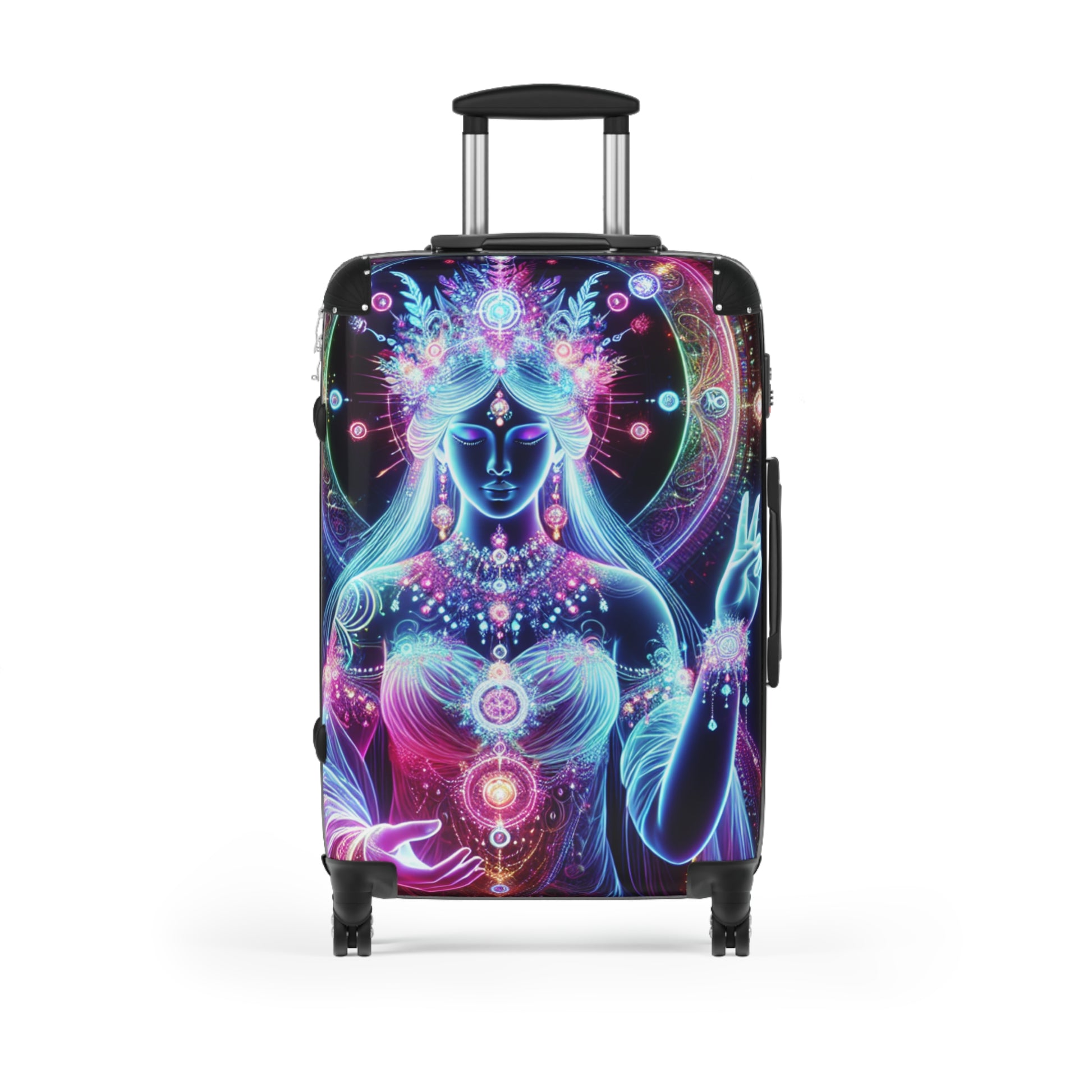 Vibrant Travel Suitcase - Cosmic Pattern Luggage, Bohemian Style Carry-On, Festival Gear, Travel Gift, Personalize Your Journey