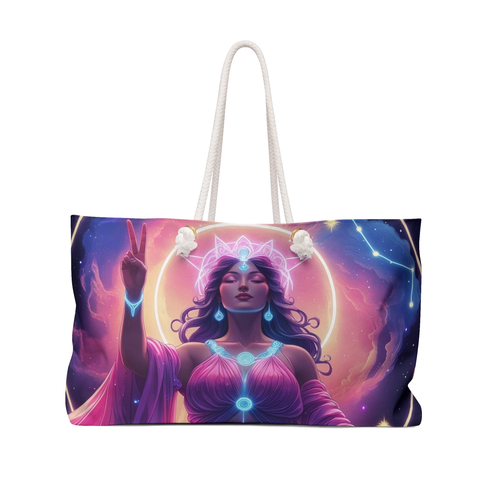 Mystical Goddess Weekender Bag - Perfect for Travel, Yoga, or Beach Days, Boho Chic Design, Spiritual Gifts, Summer Essentials