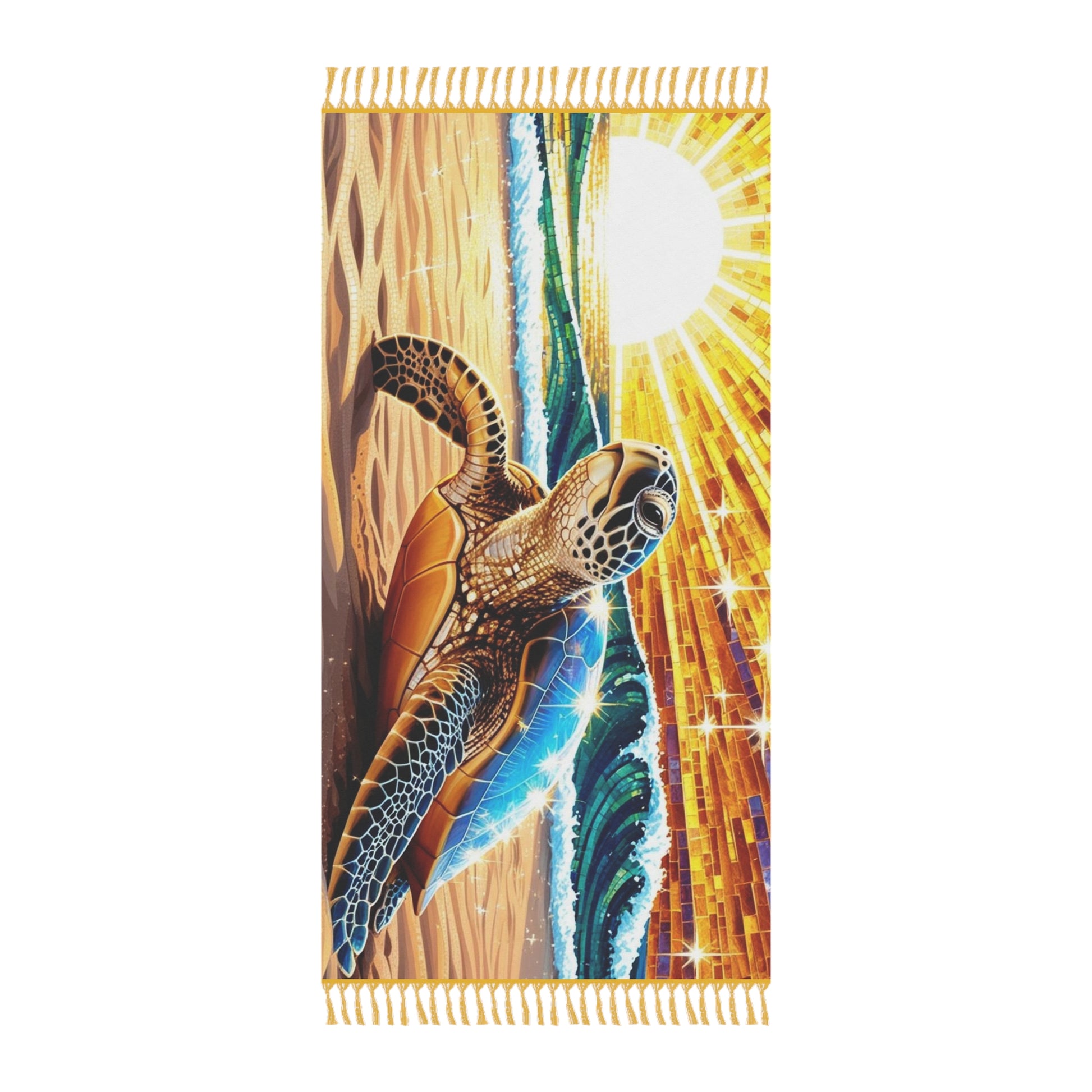 Boho Beach Towel - Vibrant Turtle Design, Perfect for Summer, Beach Days, Poolside Fun, and Travel