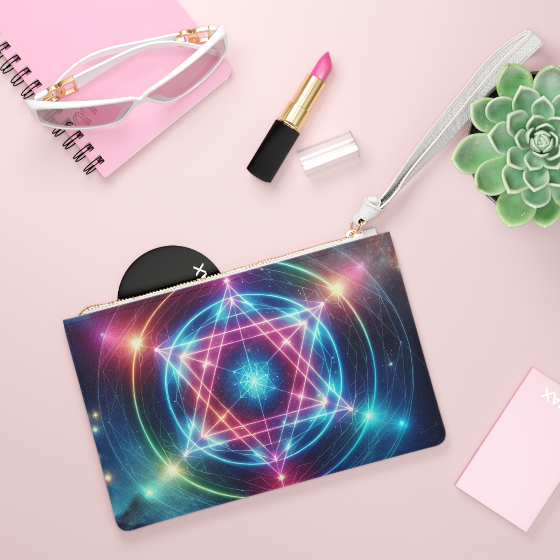 Cosmic Floral Clutch Bag | Vibrant Design, Perfect for Festivals, Gifts, Everyday Use, Boho Style, Statement Accessory