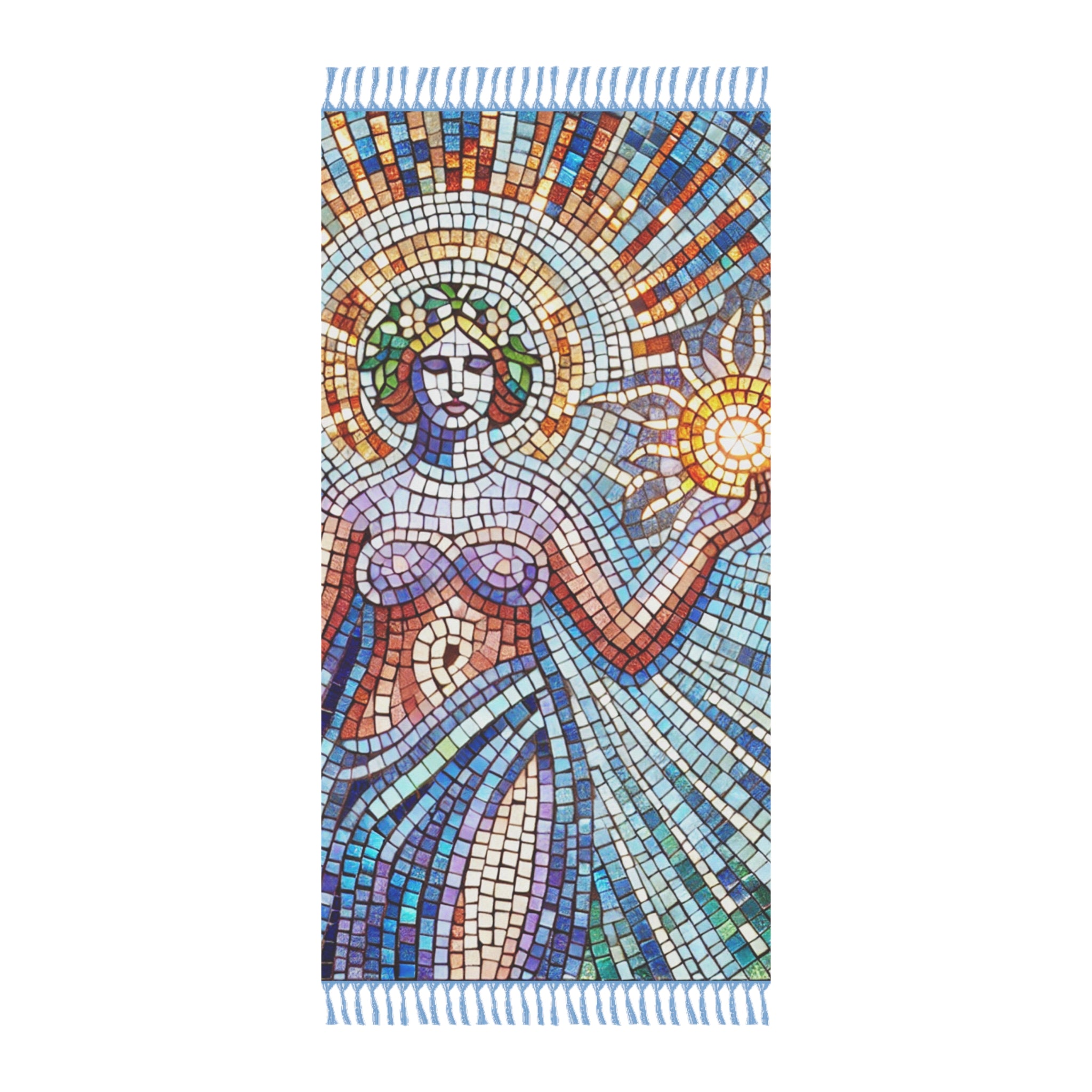 Sparkling Boho Beach Towel, Mosaic Summer Fun, Mystical Goddess Gift for Beach Lovers
