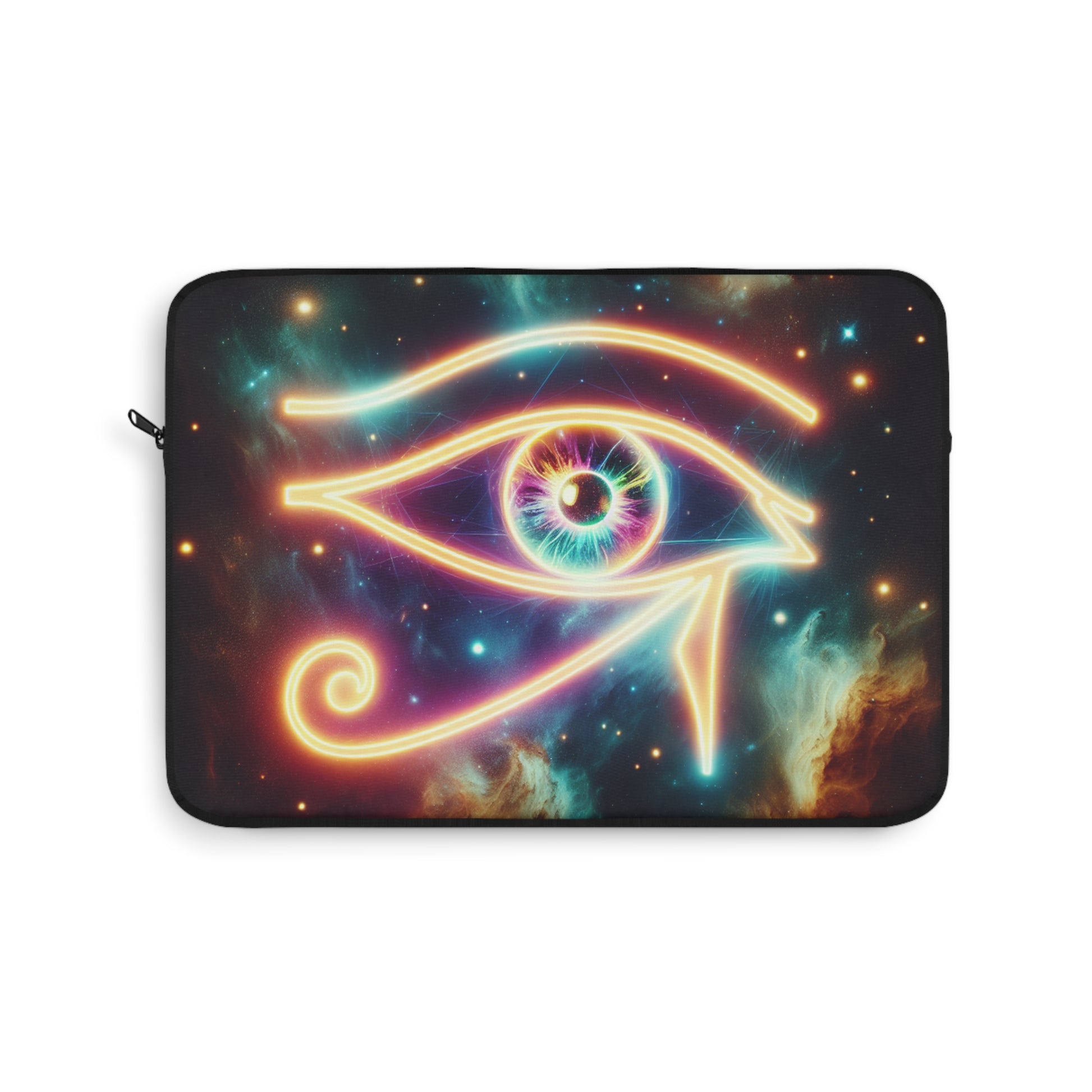 Cosmic Eye of Horus Laptop Sleeve, Vibrant Design for Tech Lovers, Gift for Students, Boho Chic Style, Festival and Everyday Use