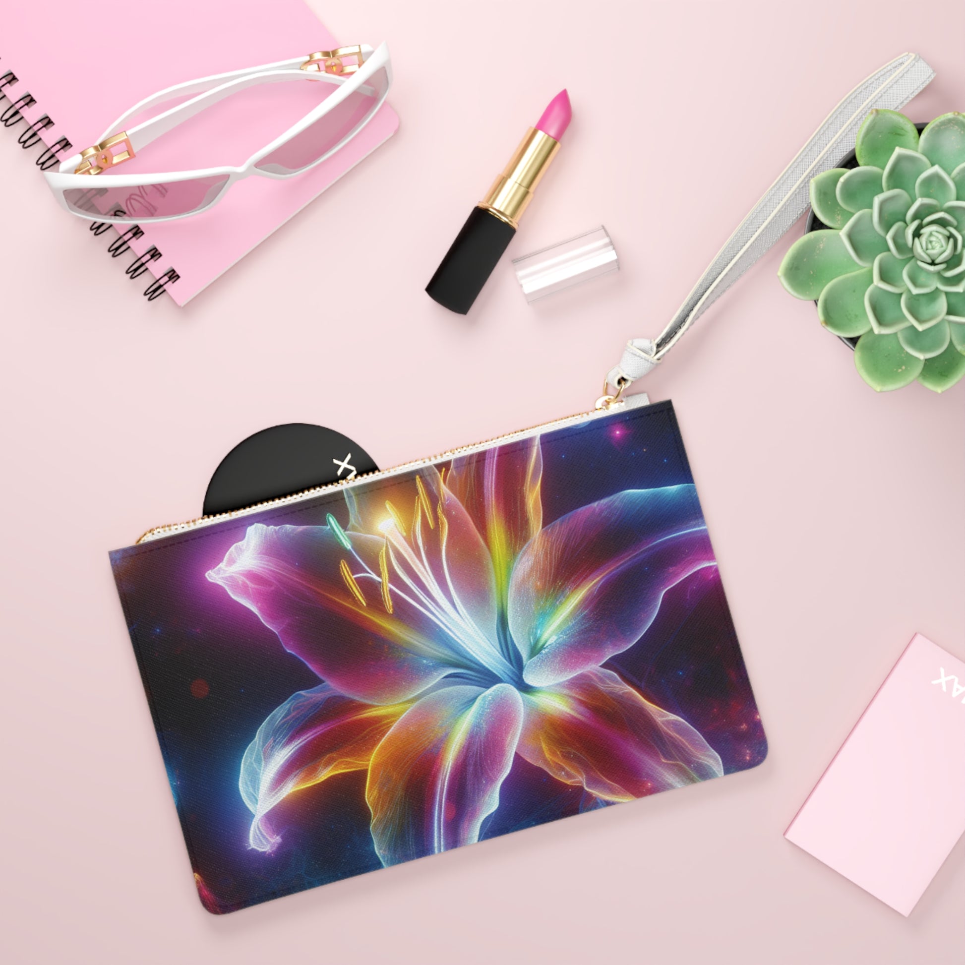 Vibrant Floral Clutch Bag | Artistic Pouch for Night Out, Makeup Organizer, Gift for Her, Boho Style Accessory