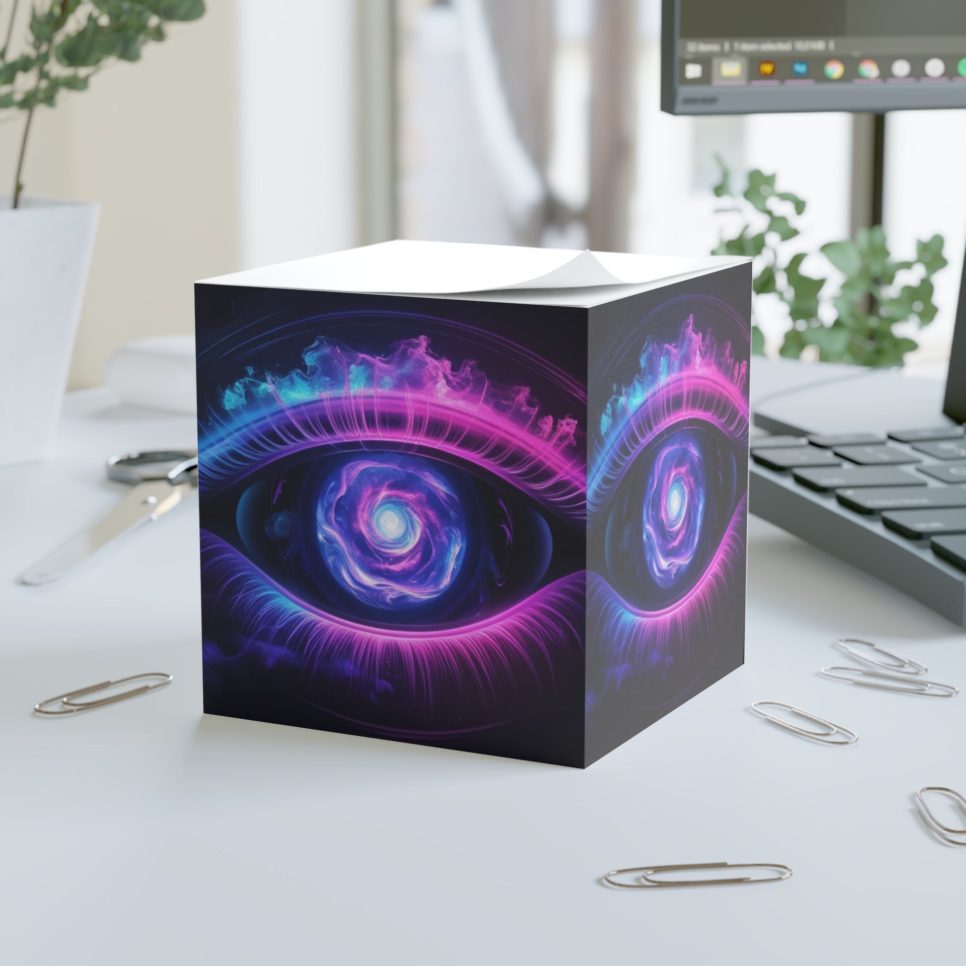 Cosmic Eye Note Cube | Artistic Desk Decor, Sticky Notes for Planning, Office Supplies, Gift for Students, Creative Workspace