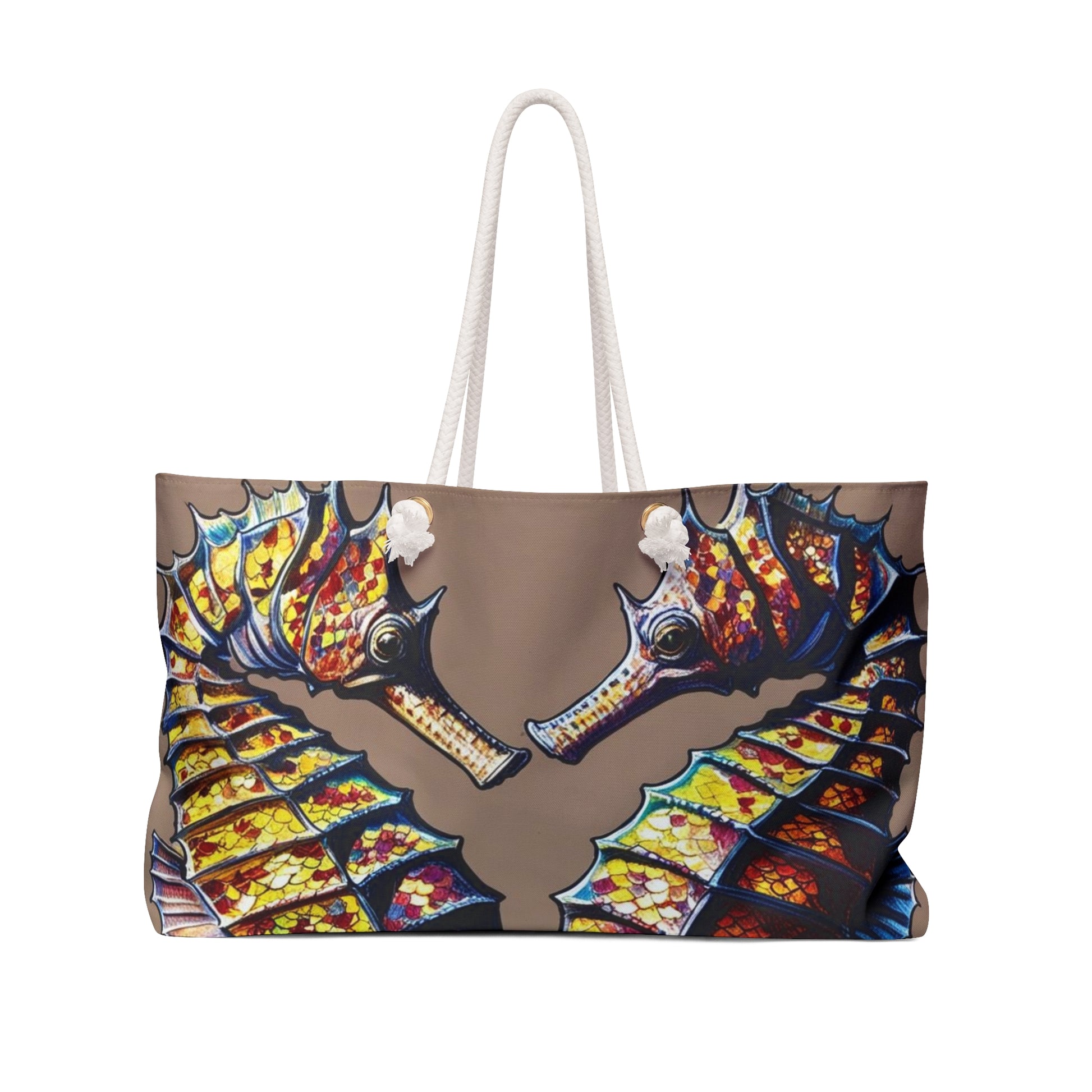 Vibrant Mosaic Seahorse Weekender Bag, Travel Tote, Beach Bag, Weekend Getaway Essentials, Unique Nautical Gift, Carryall Carry-On Tote