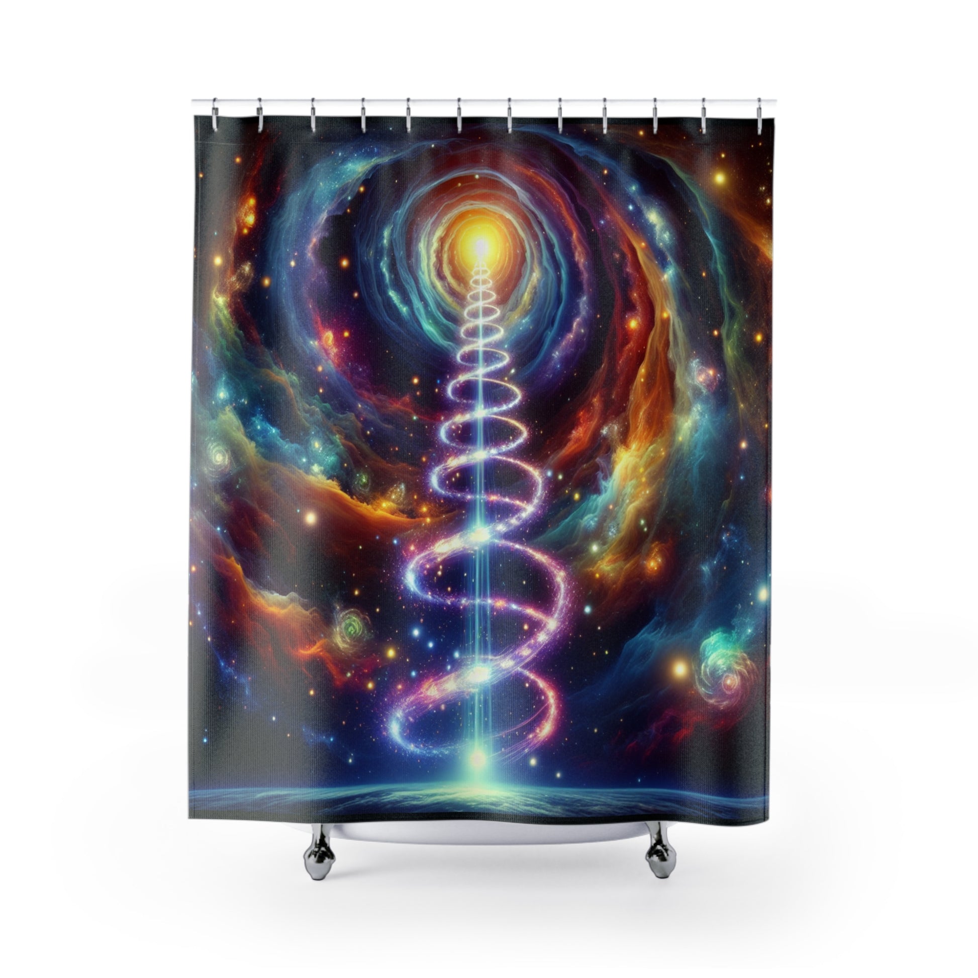 Galactic Divine Kundalini Shower Curtain, Cosmic Vibe, Free Spirited Bathroom Decor