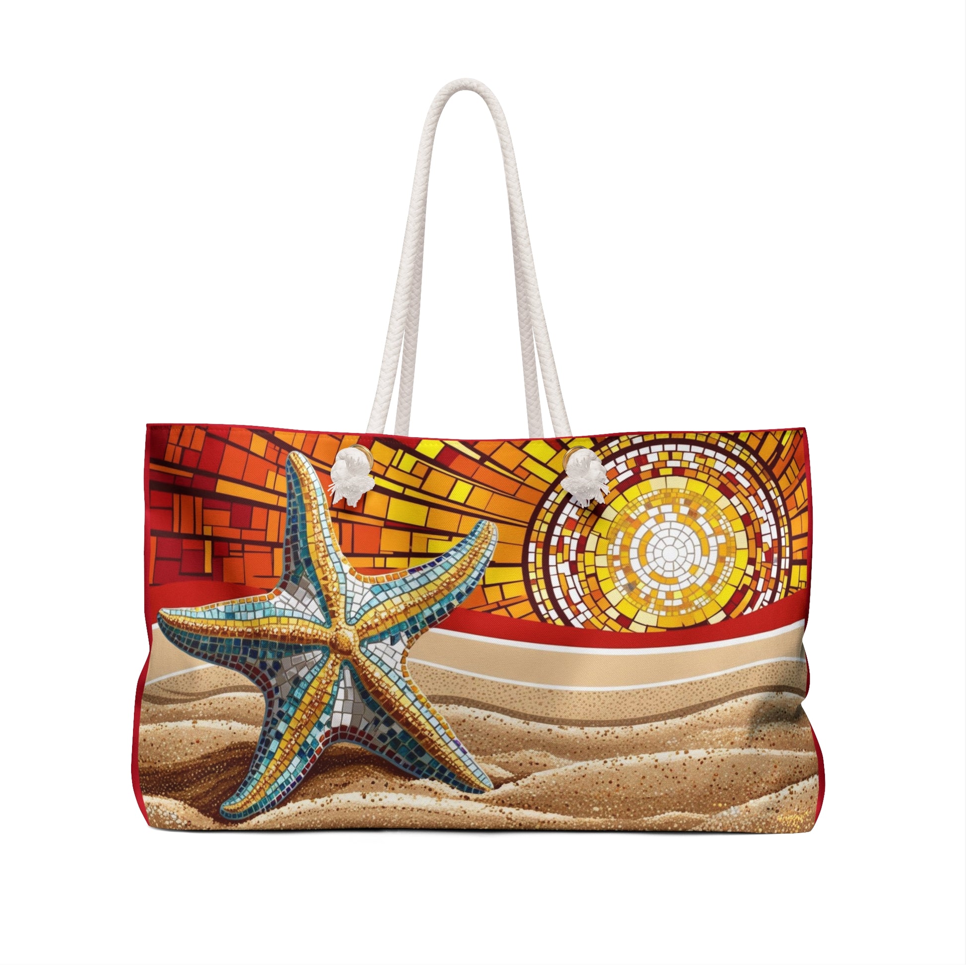 Beachy Weekender Bag, Summer Tote, Vacation Carryall, Coastal Travel Bag, Starfish Print, Perfect for Beach Trips, Summer Adventures