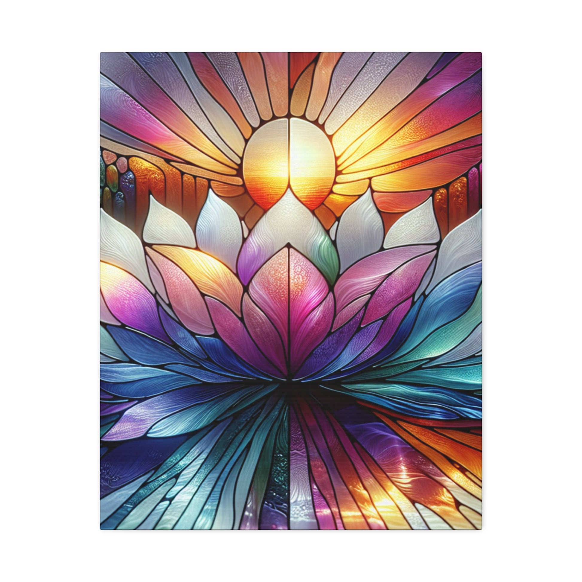 Vibrant Lotus Stretched Canvas Art, Colorful Wall Decor for Meditation, Yoga Room, Gift for Home, Spiritual Art, Print