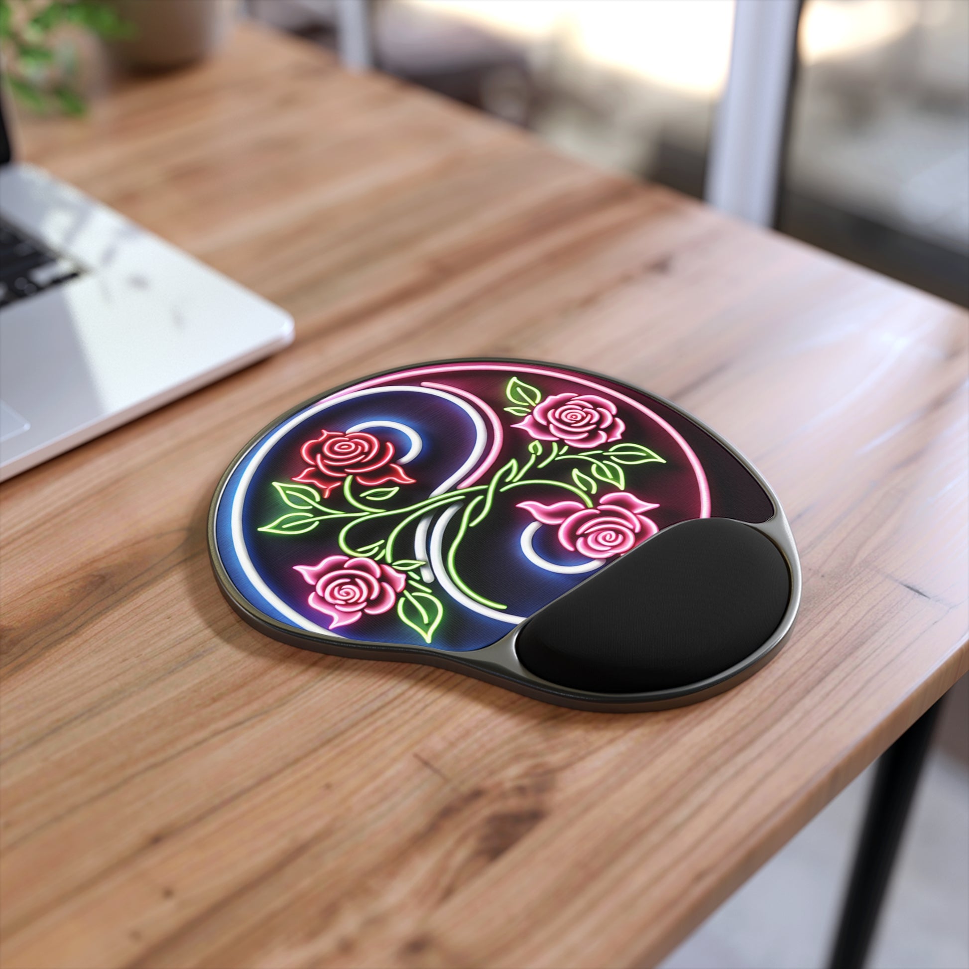 Ergonomic Floral Mouse Pad with Wrist Support, Desk Accessory, Office Gift, Gaming Mouse Pad, Computer Accessory, Flower Design