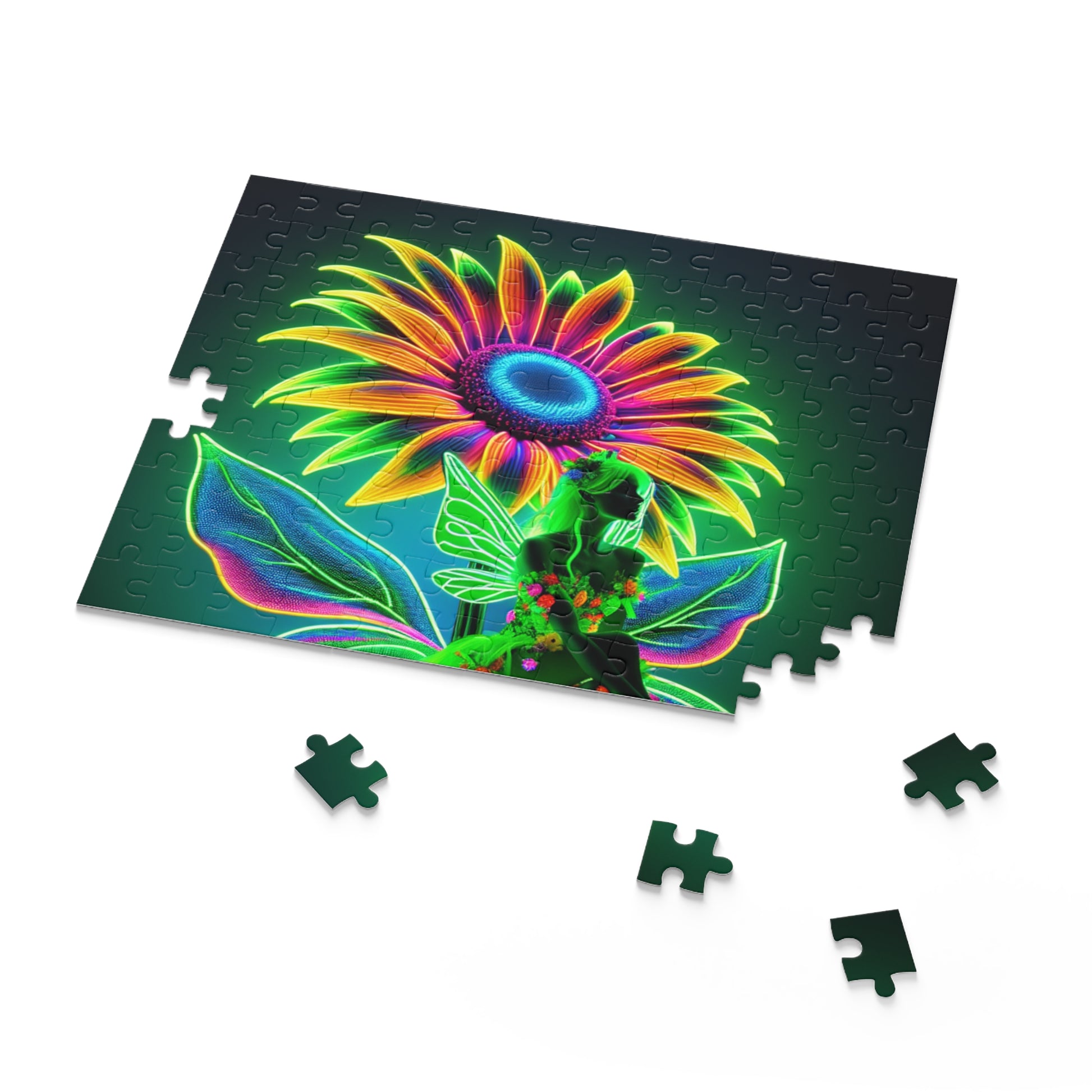 Neon Floral Puzzle (120, 252, 500-Piece) - Colorful Home Décor, Gift for Puzzle Lovers, Bright Art Piece, Stress Relief Activity, [...]