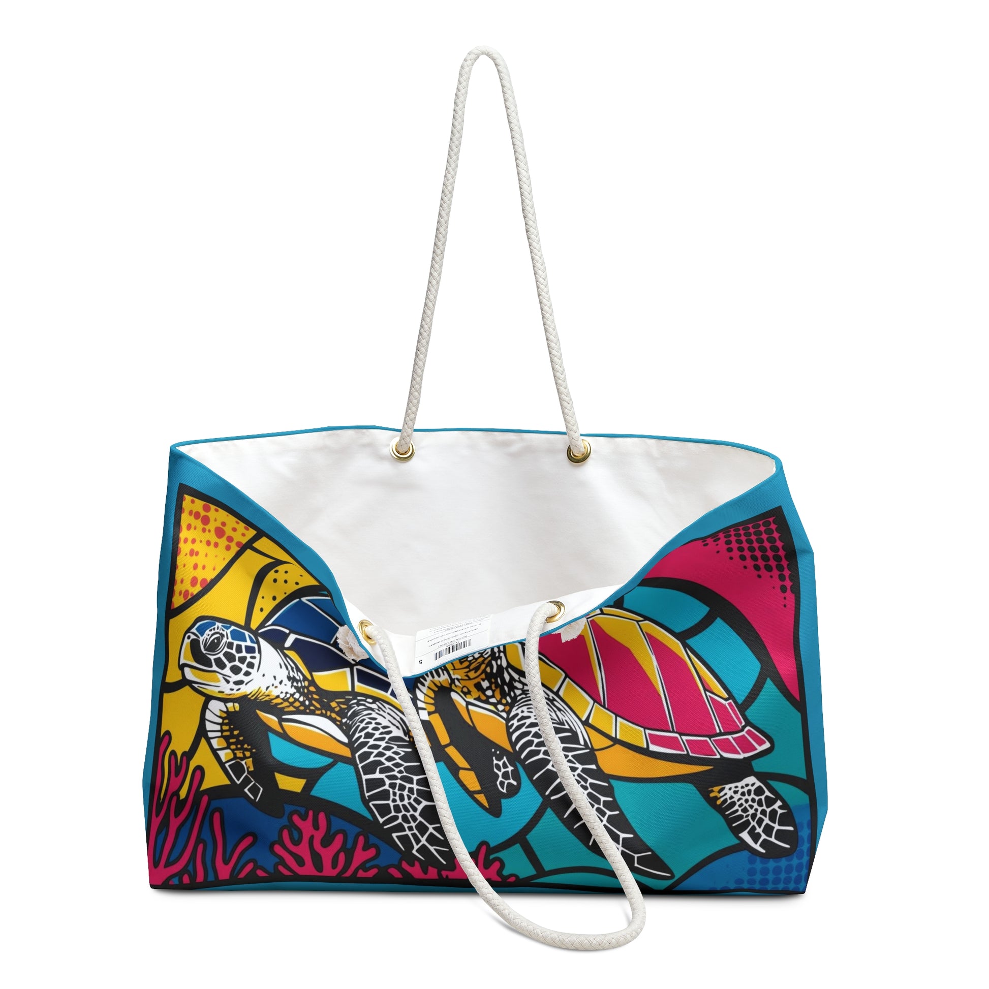 Vibrant Sea Turtle Pop Art Weekender Bag, Beach Tote, Travel Bag, Eco-Friendly Luggage, Gift for Ocean Lovers, Summer Adventure