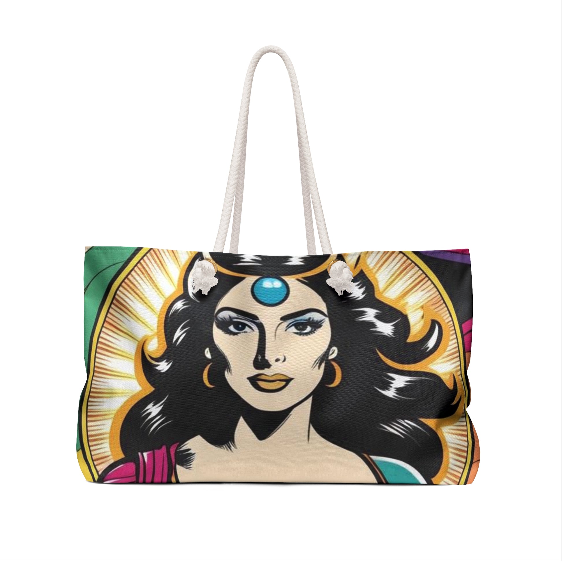 Vibrant Heroine Cosmic-Chic Weekender Bag - Pop Art Stylish Travel Tote, Gym Bag, Beach Bag, Gift for Her, Weekend Getaway