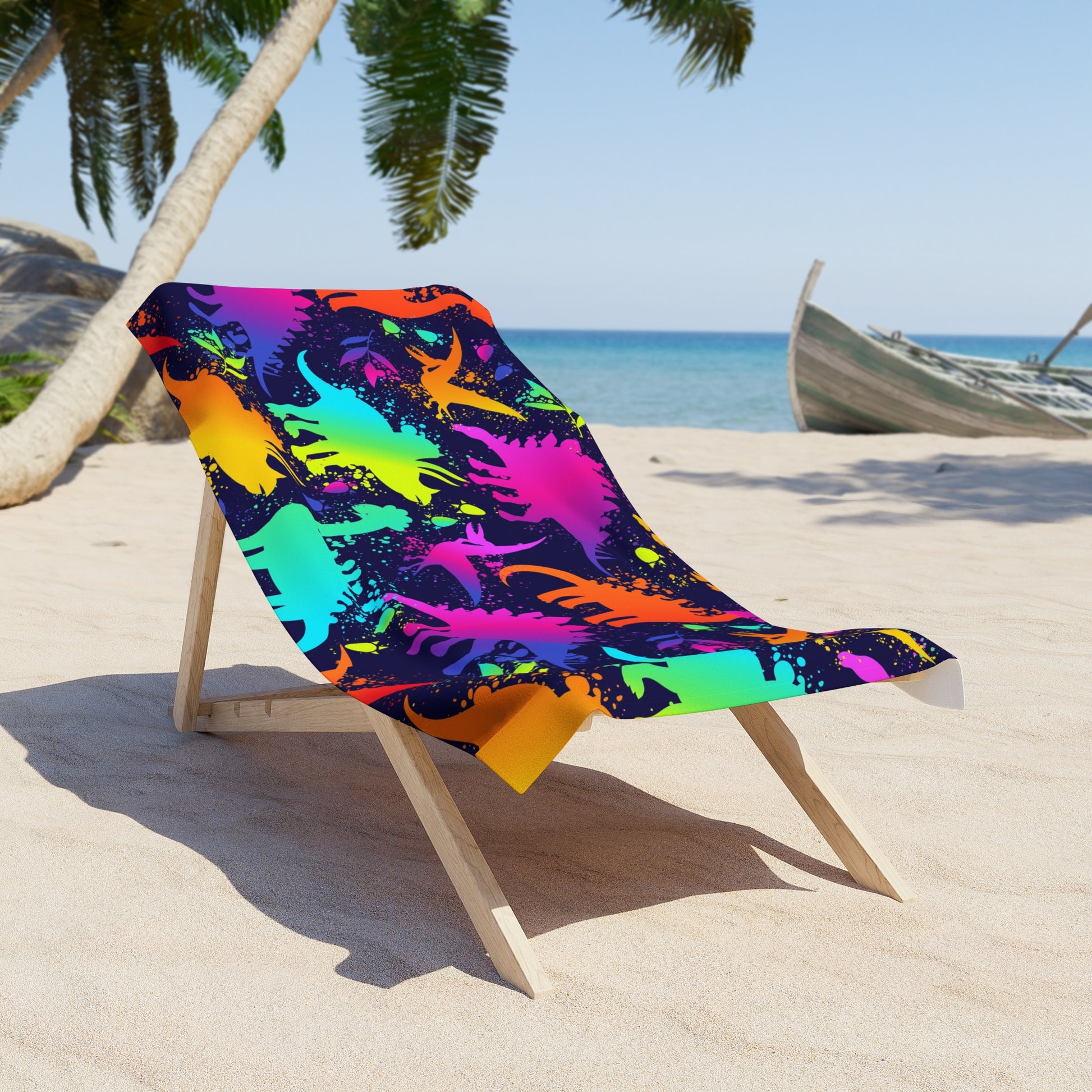 Bright Dinosaur Beach Towel - Fun Summertime Accessory, Gifts for Kids, Pool Days, Family Vacations, Summer Celebrations