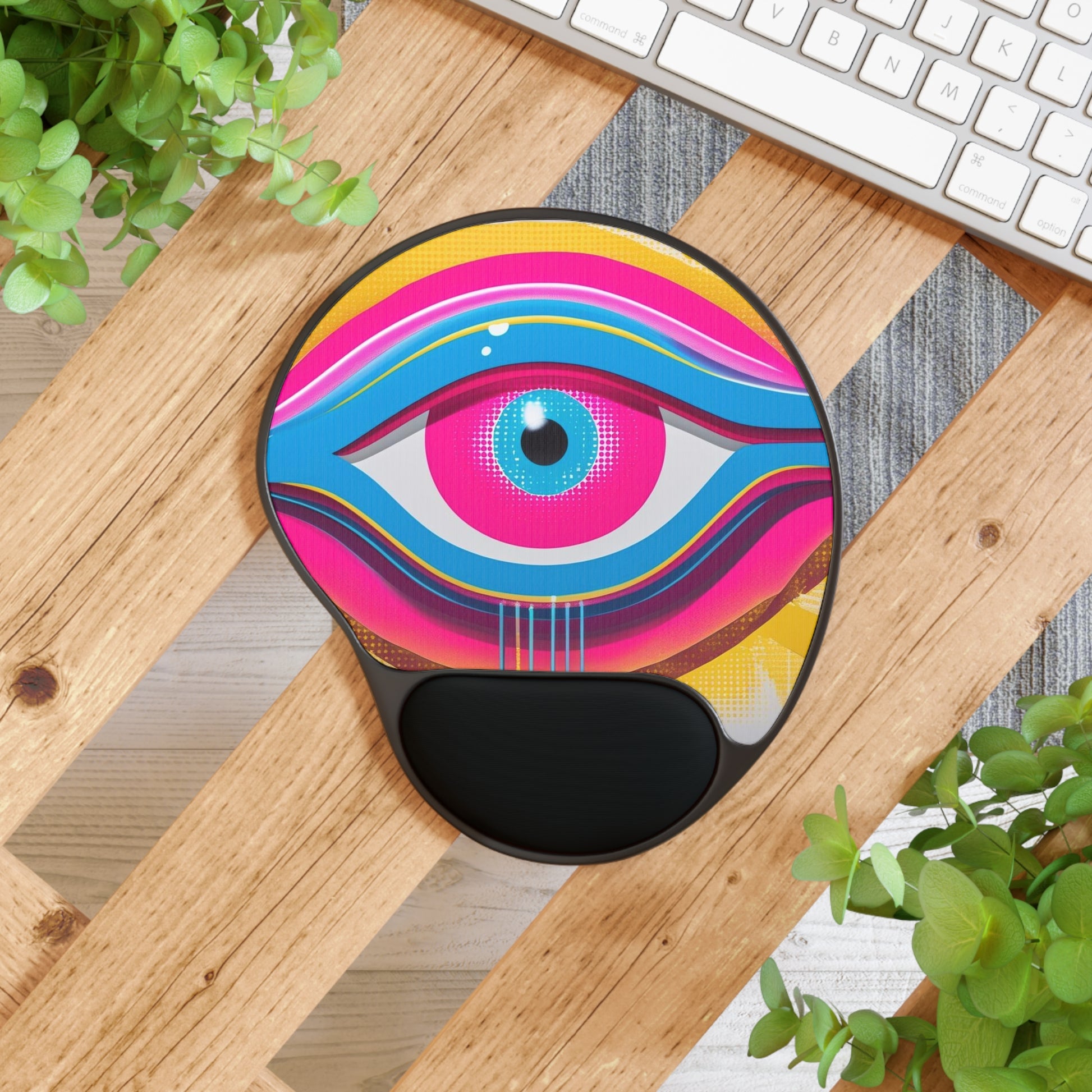 Vibrant Eye Mouse Pad with Wrist Rest - Colorful Desk Accessory for Home Office, Gamer, Student, Tech Gifts, Work Essentials