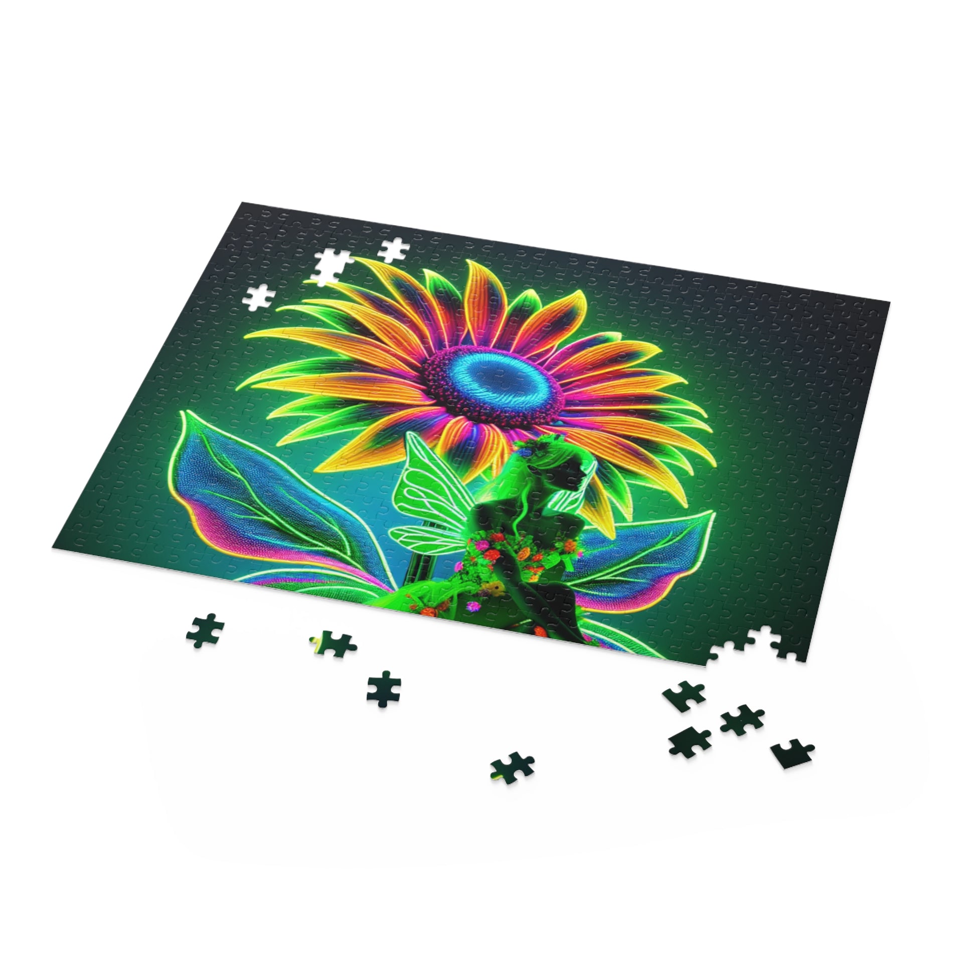 Neon Floral Puzzle (120, 252, 500-Piece) - Colorful Home Décor, Gift for Puzzle Lovers, Bright Art Piece, Stress Relief Activity, [...]