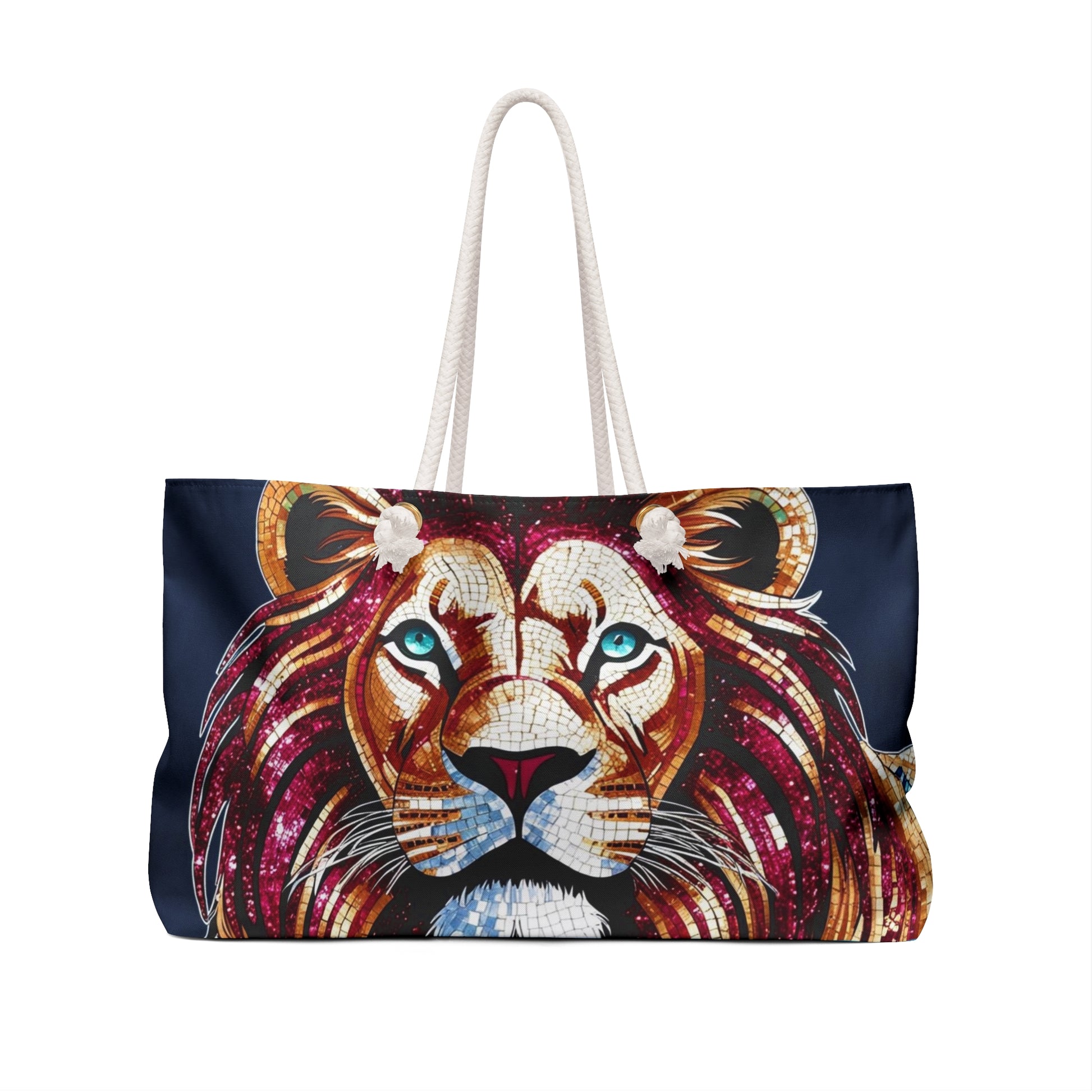 Majestic Lion Weekender Bag - Bold Carry-On Travel Tote, Animal Lover Gift, Summer Vacation, Beach Bag, Unique Handmade Bag