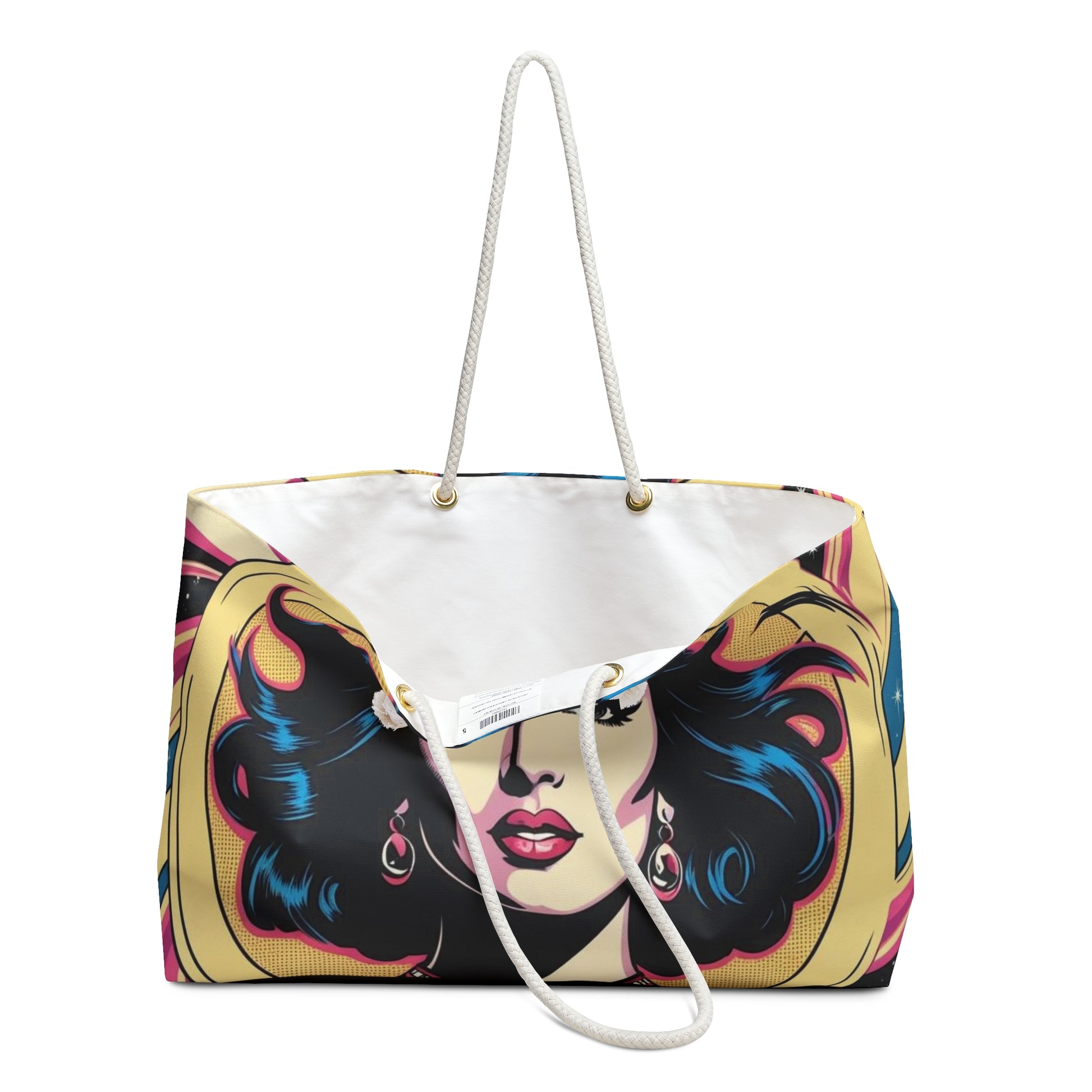 Cosmic Pop Art Weekender Bag - Boho Beach Bag for Women, Carryall Carry-On Getaway, Yoga, Festivals, Bohemian Style, Starry Nights