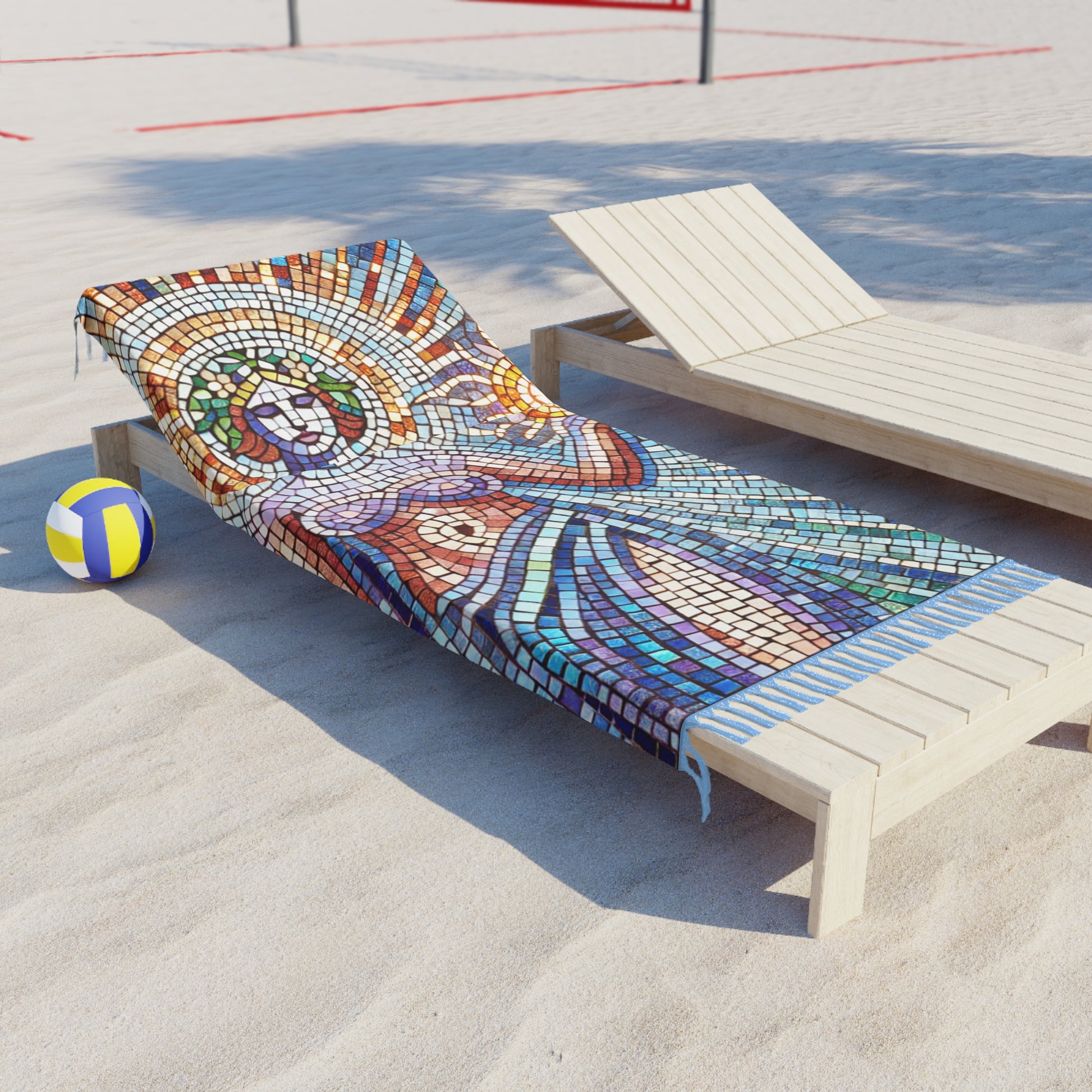 Sparkling Boho Beach Towel, Mosaic Summer Fun, Mystical Goddess Gift for Beach Lovers