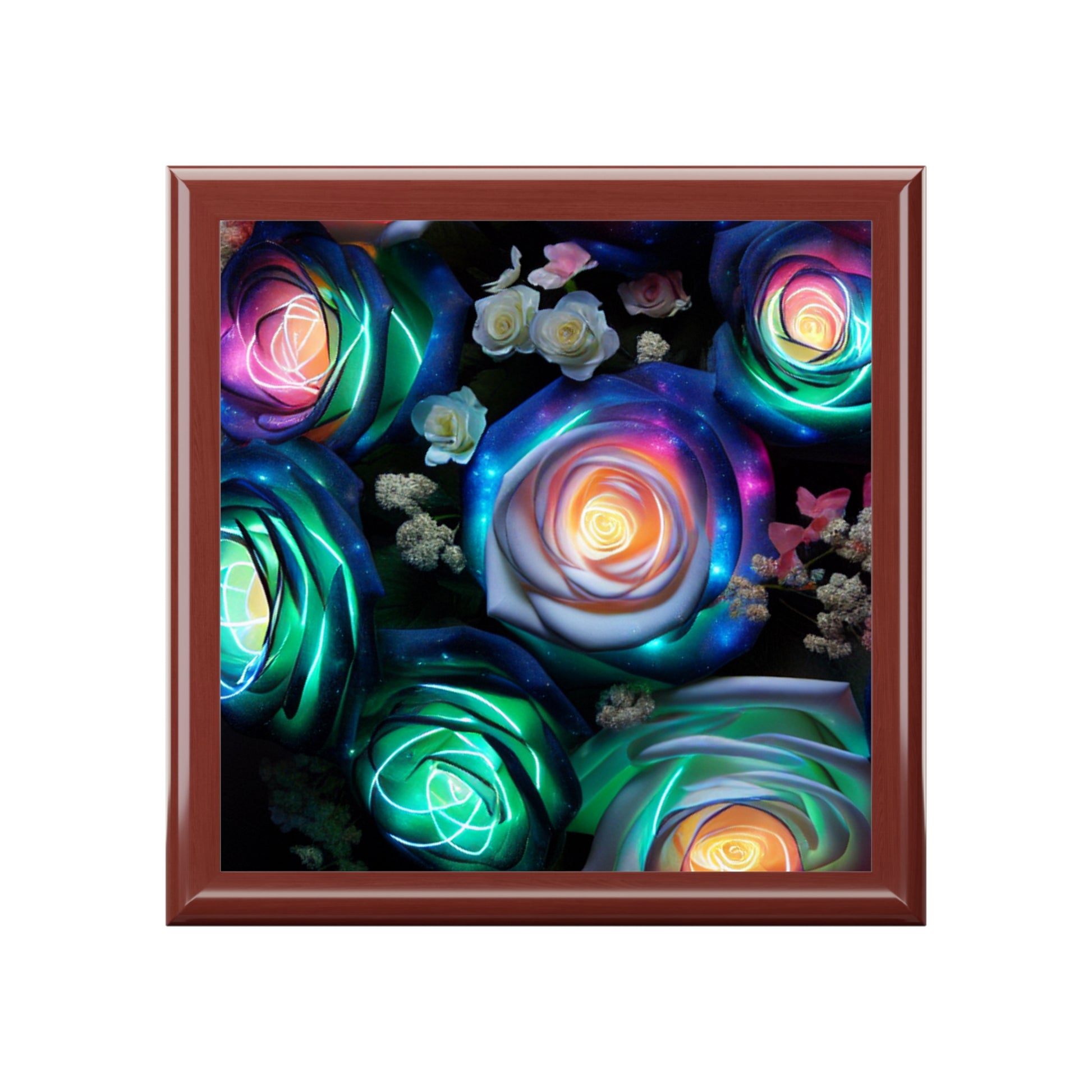 Colorful Floral Jewelry Box with LED Glow, Unique Gift for Her, Floral Keepsake Box, Jewelry Organizer, Women’s Gift, Wedding Gift