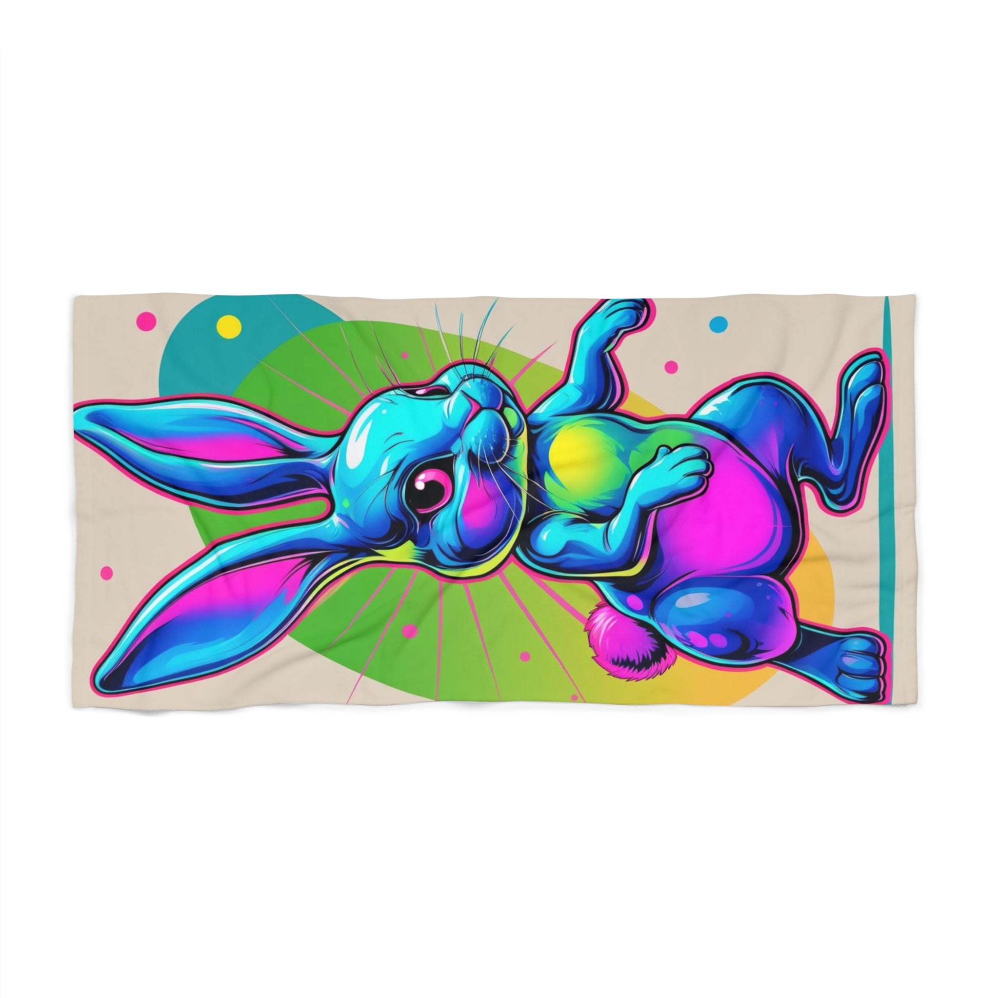 Colorful Bunny Beach Towel - Fun Summer Accessory, Vibrant Poolside Essential, Perfect for Easter or Beach Days, Kids & Adults