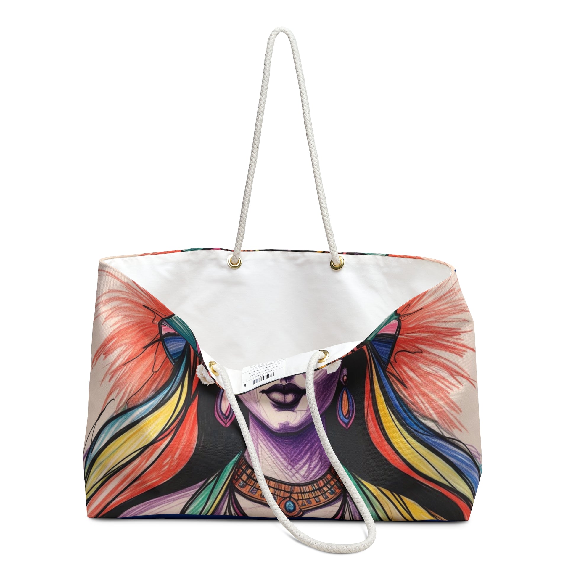 Vibrant Divine Feminine Goddess Weekender Bag, Boho Travel Tote, Yoga Bag, Art Print Carryall Carry-On Travel Bag, Gift for Her
