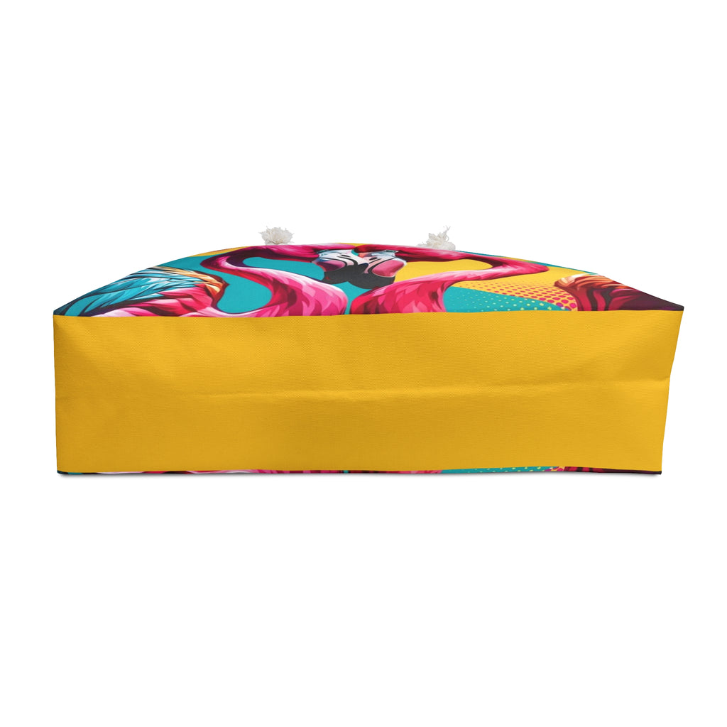 Vibrant Flamingo Weekender Bag, Travel Tote, Beach Bag, Weekend Getaway Bag, Fun Summer Accessory, Lightweight Luggage