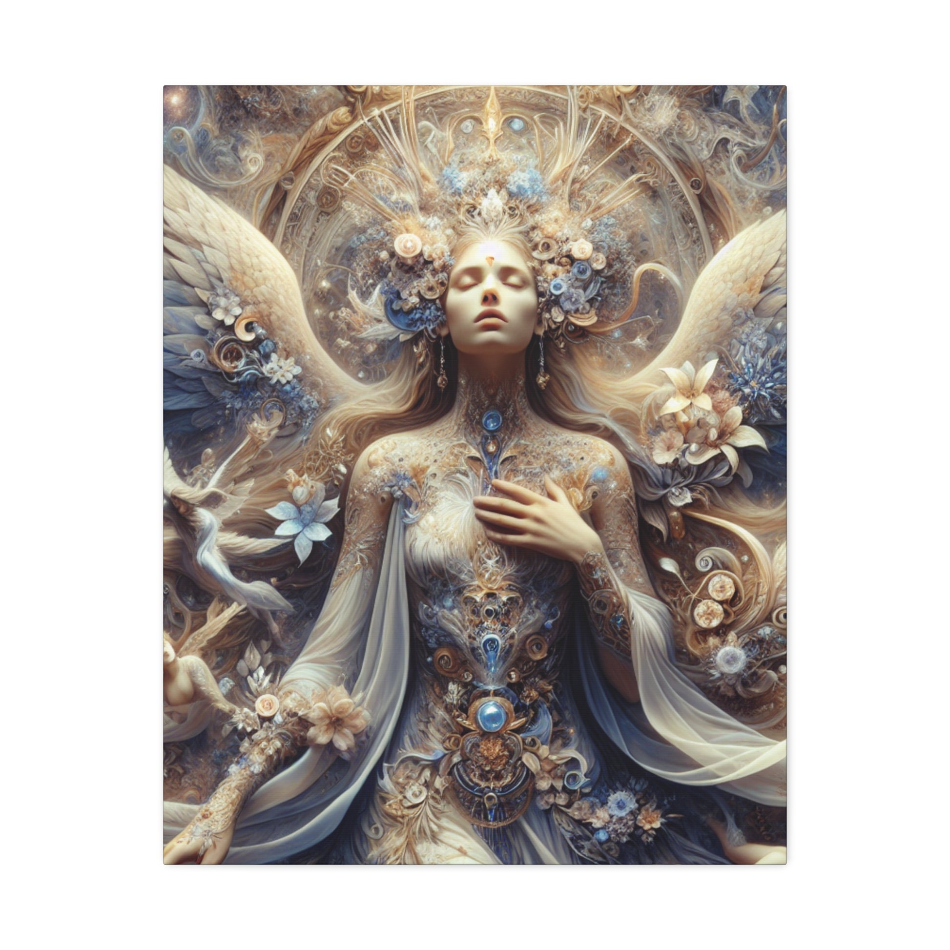 Divine Feminine Goddess Queen Stretched Canvas Art, Fantasy Wall Decor, Ethereal Home Decor, Boho Chic Artwork, Unique Gift for Dreamers