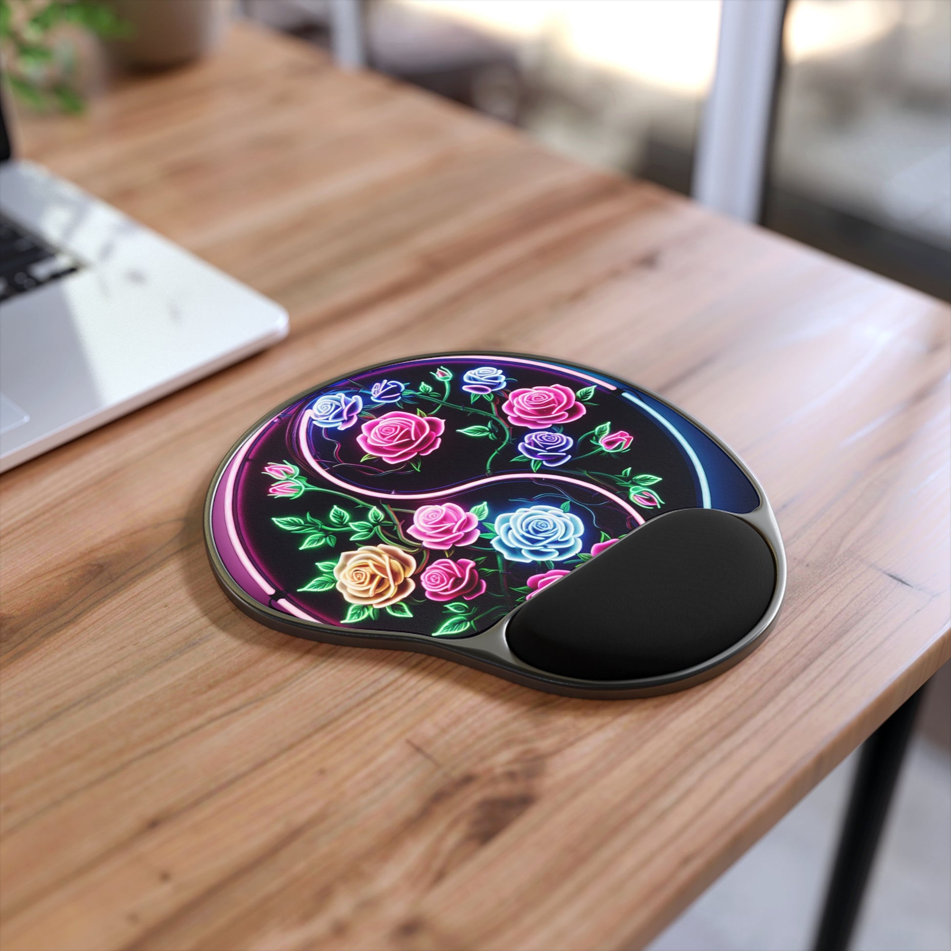 Floral Neon Mouse Pad with Wrist Rest - Stylish Ergonomic Desk Accessory, Computer Desk Decor, Gift for Gamers, Home Office [...]