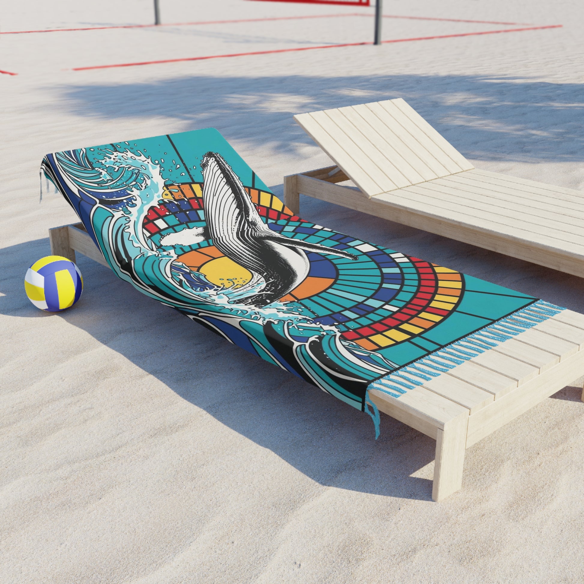 Boho Beach Towel - Whale Design, Nautical Decor, Bohemian Beach Blanket, Summer Gift, Outdoor Picnic Accessory