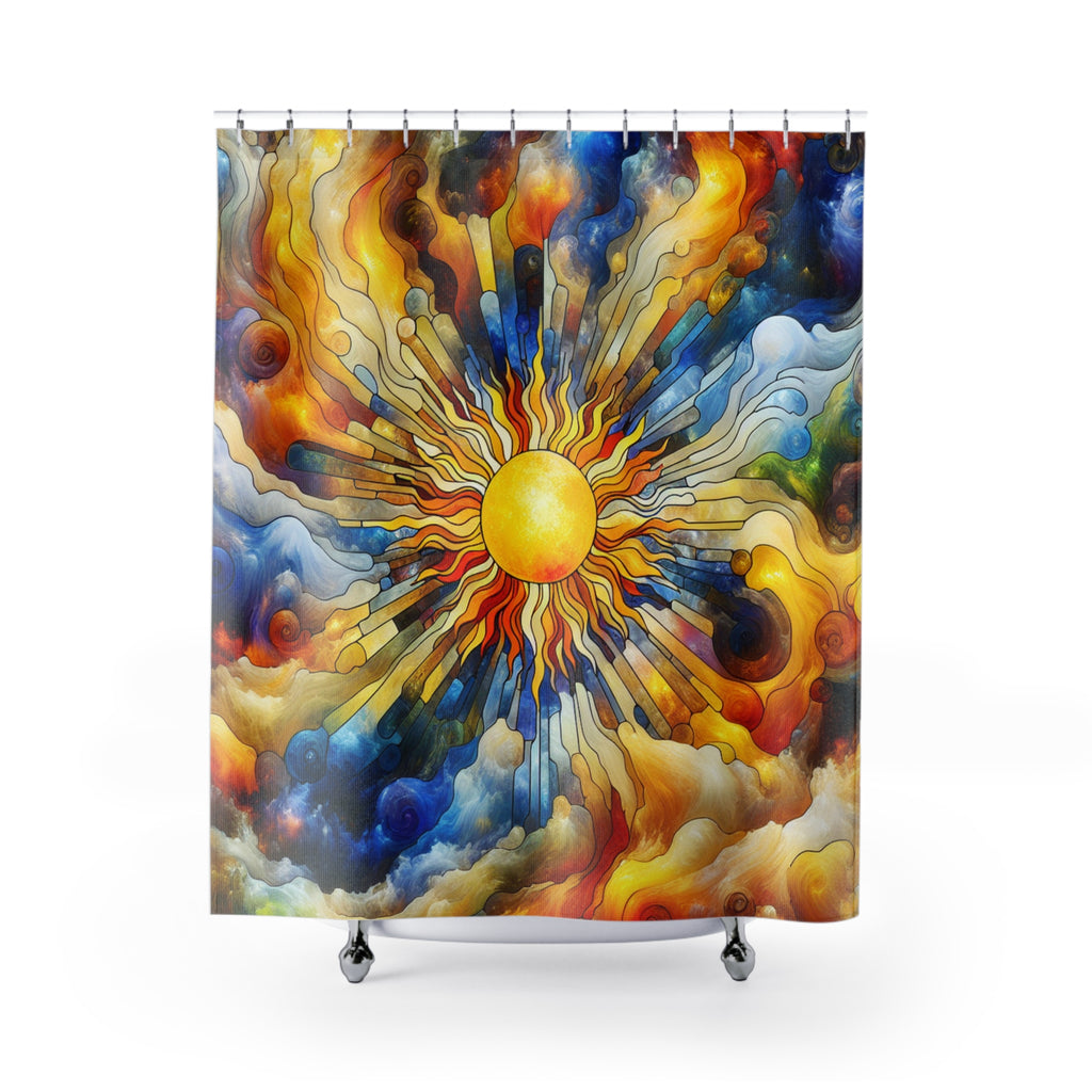 Vibrant Sunburst Shower Curtain - Brighten Your Bathroom, Boho Decor, Gift for Sun Lovers, Artistic Home Decor, Summer Vibes
