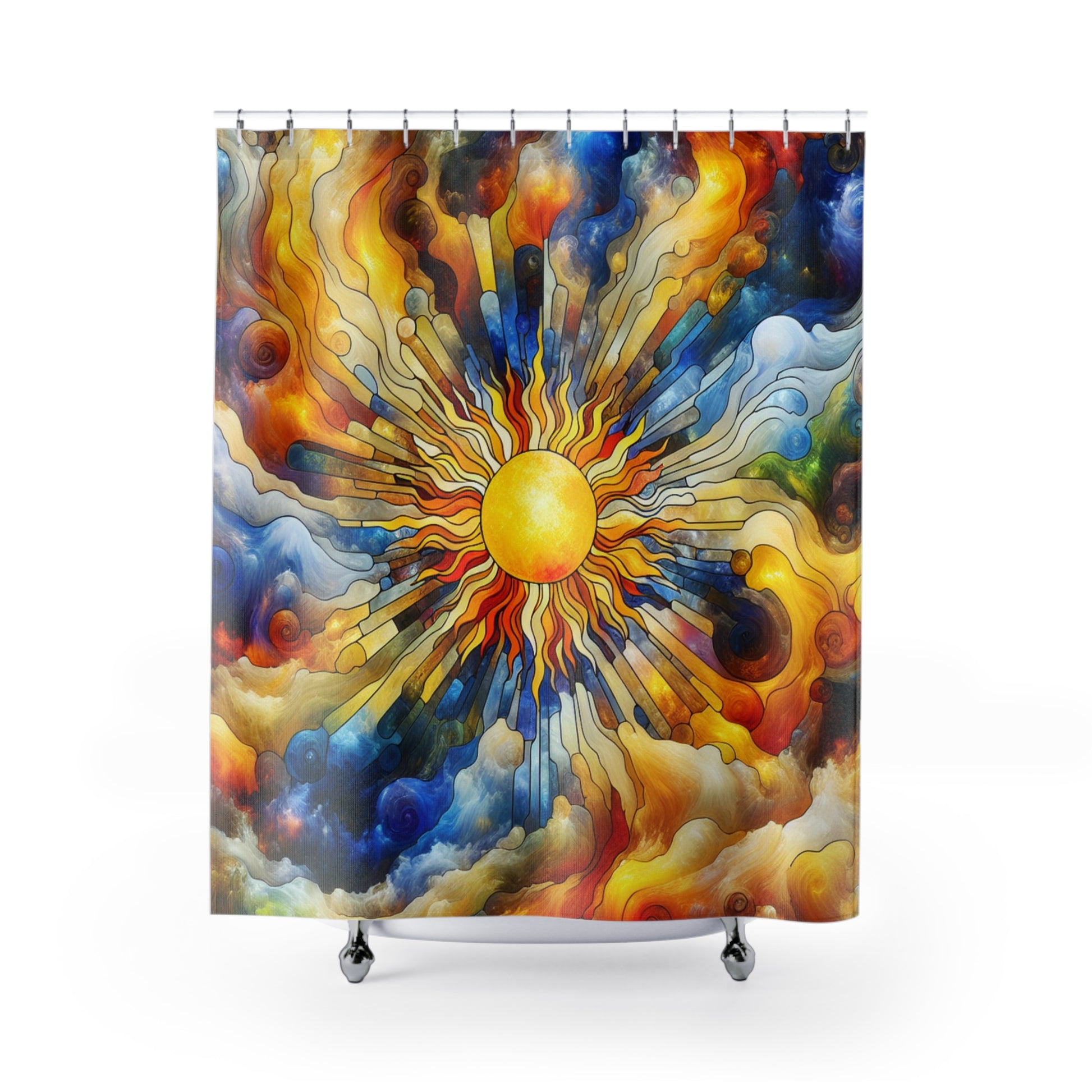 Vibrant Sunburst Shower Curtain - Brighten Your Bathroom, Boho Decor, Gift for Sun Lovers, Artistic Home Decor, Summer Vibes