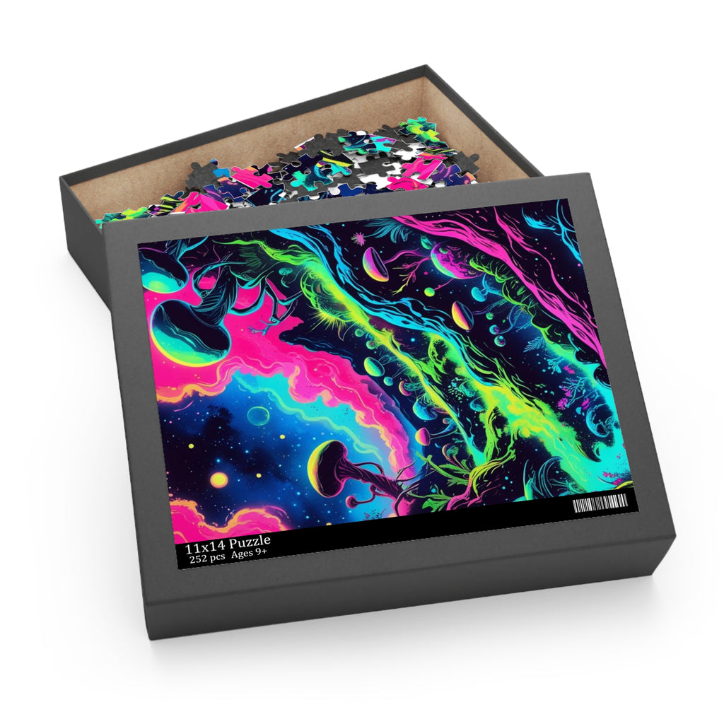 Cosmic Mushroom Puzzle, Vibrant Jigsaw for Game Night, Space-Themed Gift, Family Fun Activity, Psychedelic Decor