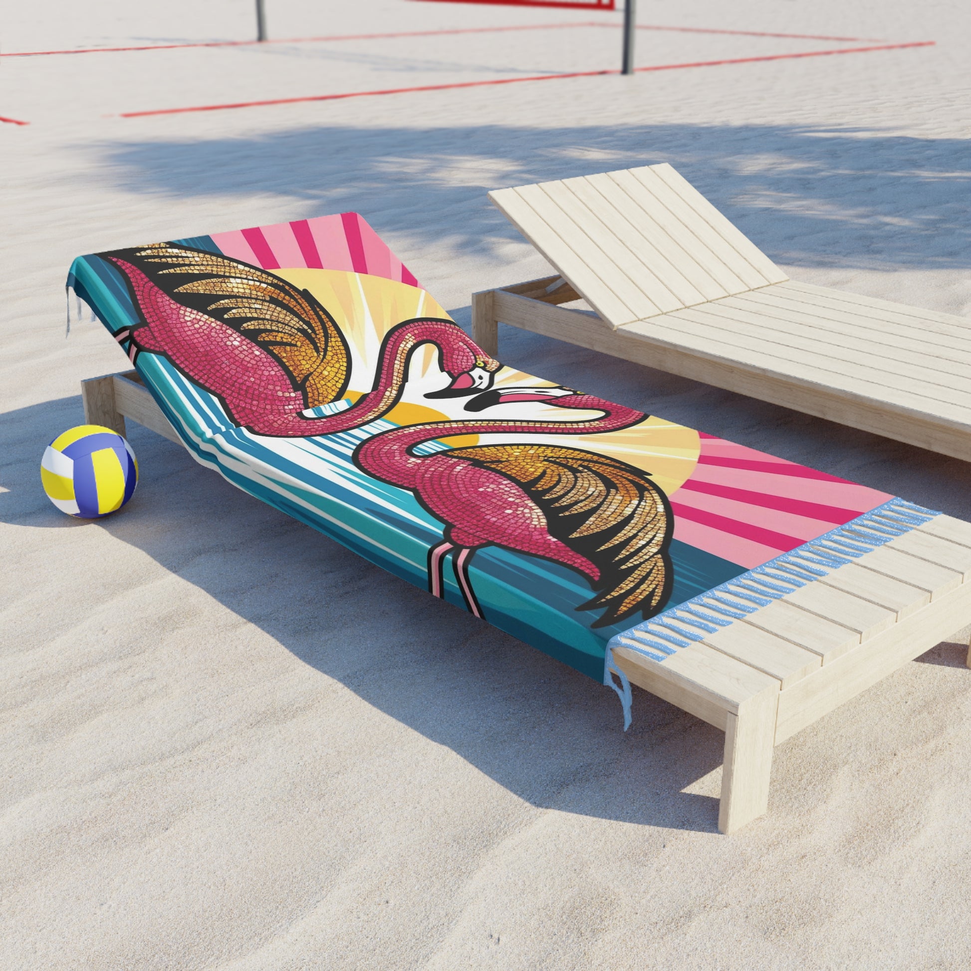 Boho Flamingo Beach Towel, Vibrant Summer Vibe, Ideal for Pool Parties, Beach Days, Travel, Vacation Decor
