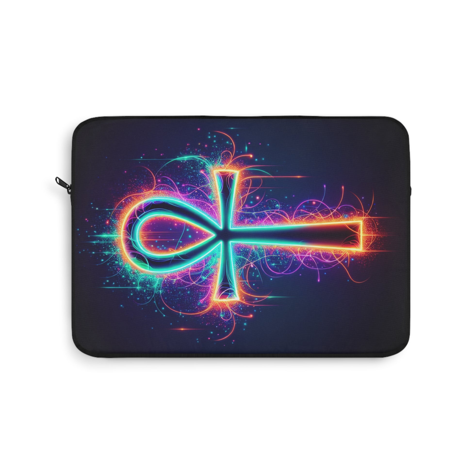 Colorful Neon Ankh Laptop Sleeve | Vibrant Laptop Case | Stylish Tech Accessory | Gift for Tech Lovers | Unique Design Sleeve
