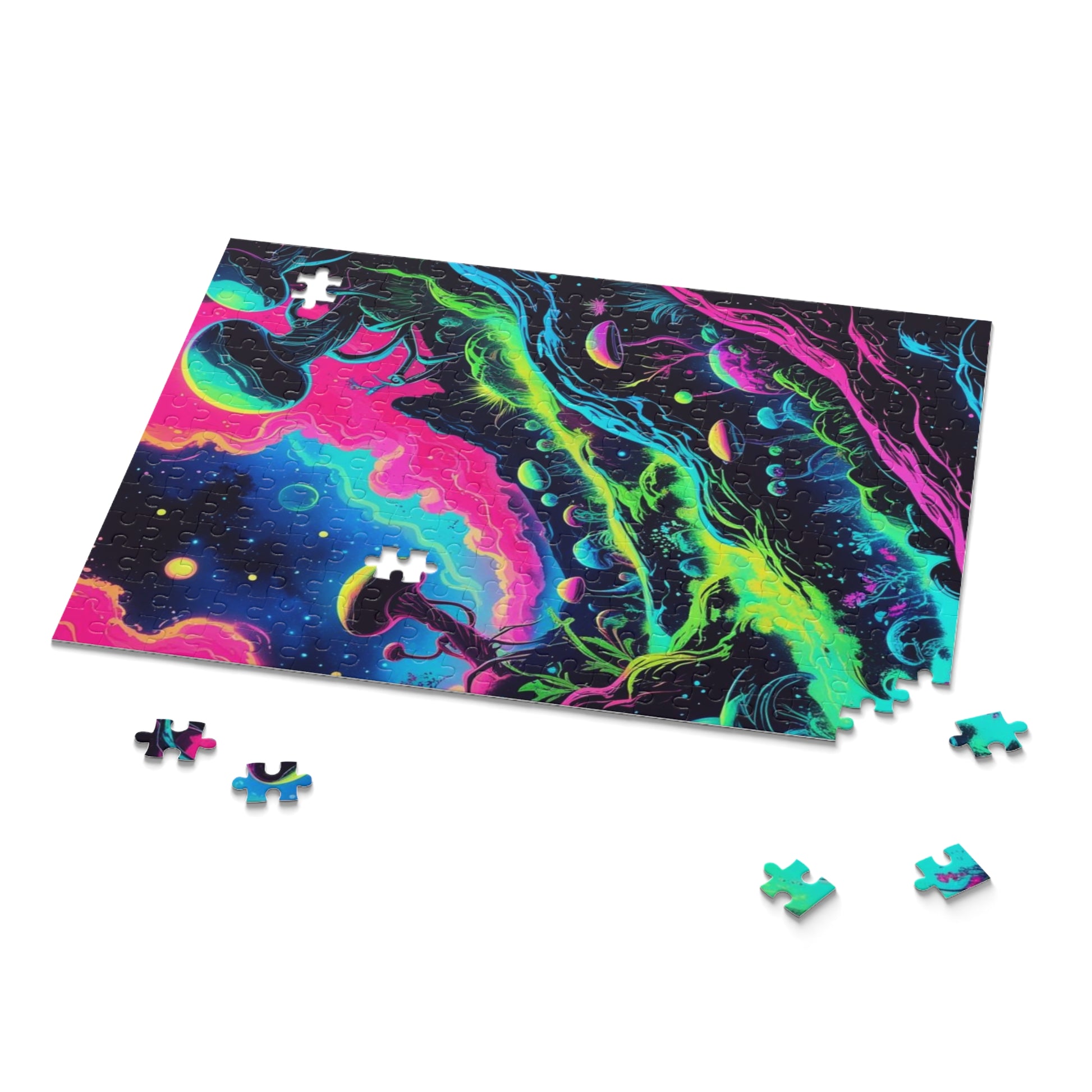 Cosmic Mushroom Puzzle, Vibrant Jigsaw for Game Night, Space-Themed Gift, Family Fun Activity, Psychedelic Decor