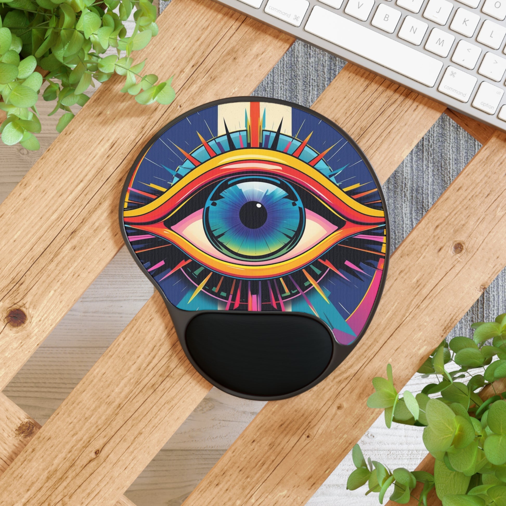 Colorful Eye Design Mouse Pad with Wrist Rest, Ergonomic Mouse Pad, Gamer Accessories, Office Decor, Unique Gift Idea