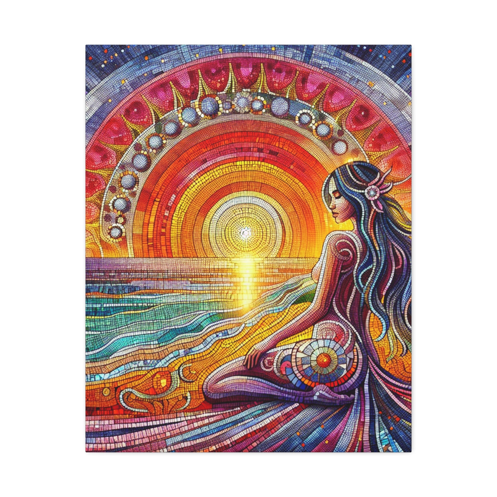 Vibrant Bohemian Stretched Canvas Art, Colorful Wall Decor, Meditative Home Accent, Spiritual Decor for Mindfulness, Gift for Art Lovers