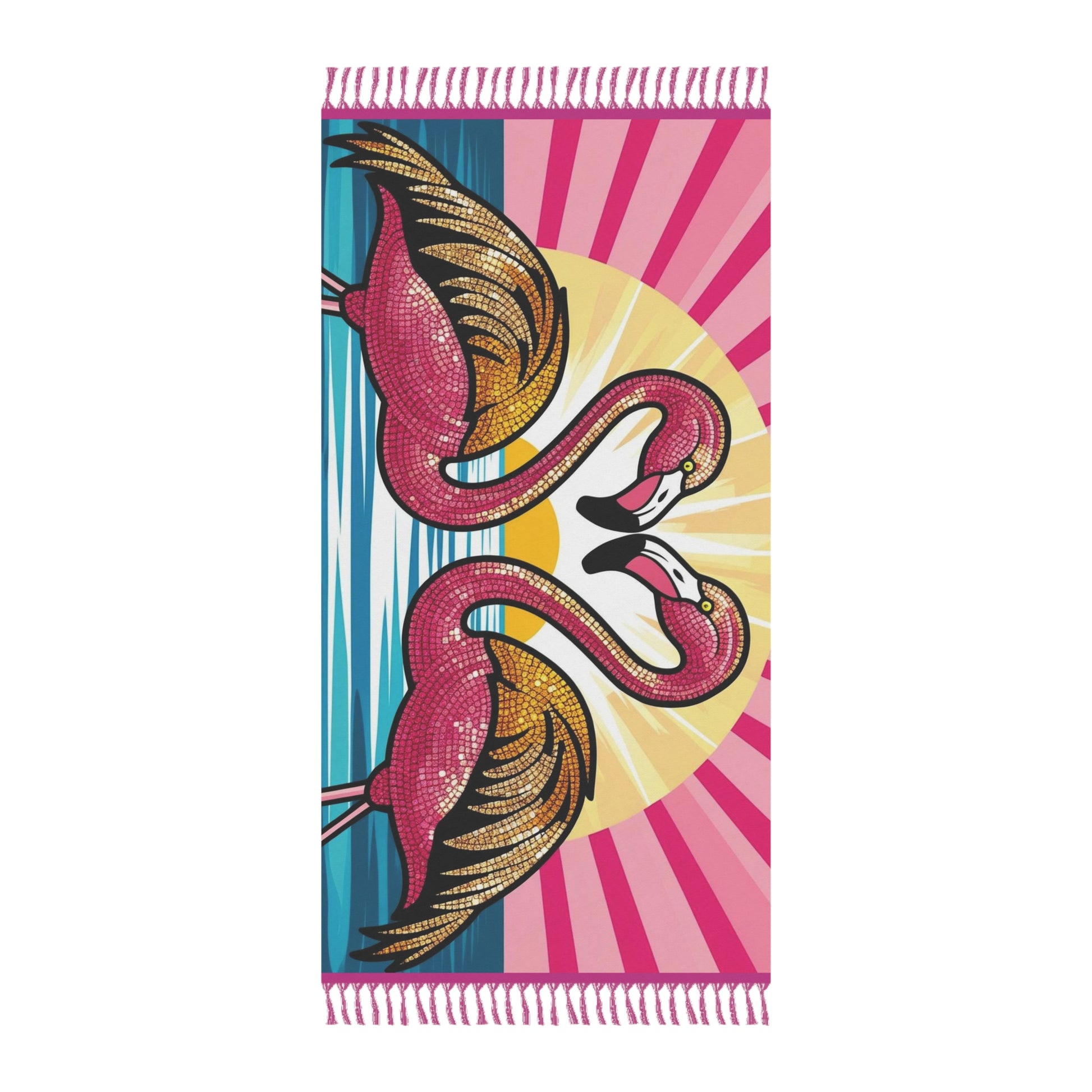 Boho Flamingo Beach Towel, Colorful Tropical Towel, Summer Pool Accessory, Exciting Beach Day Gift, Stylish Resort Towel