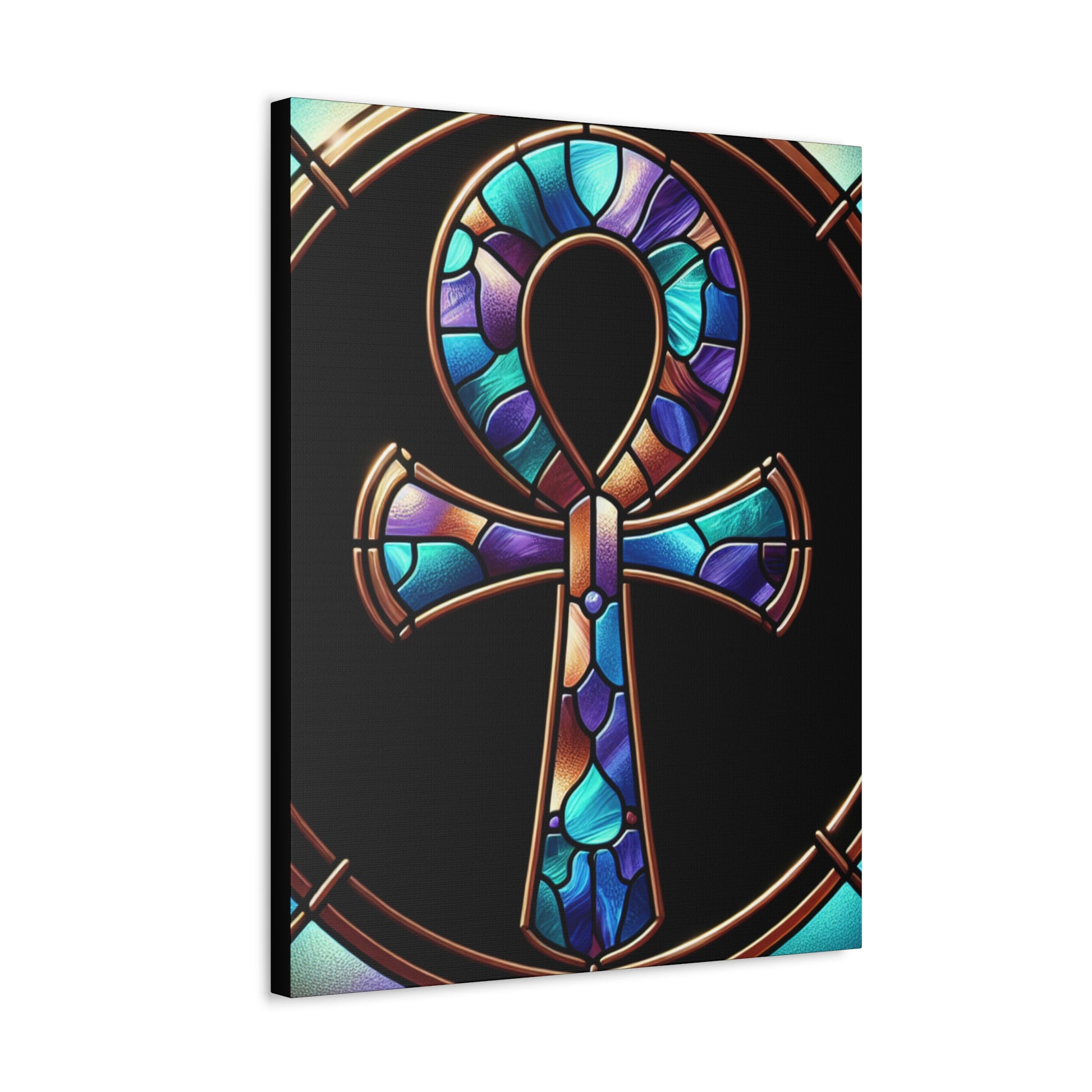 Vibrant Ankh Stretched Canvas Art Print, Bohemian Wall Decor, Colorful Home Accent, Gift for Art Lovers, Unique Spiritual Artwork