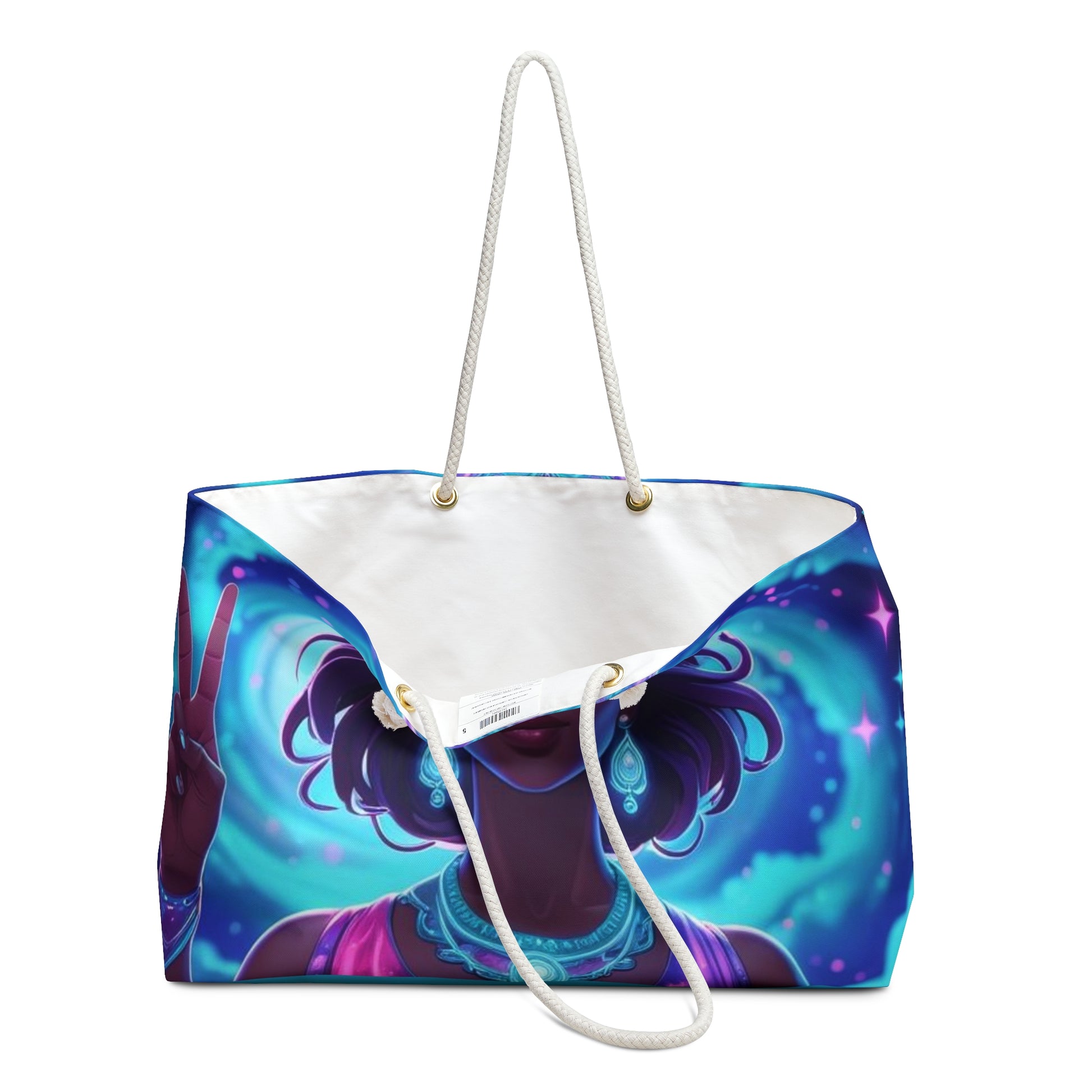 Cosmic Peace Goddess Weekender Bag, Carryall Carry-On Tote, Beach Bag, Getaway Tote, Perfect Gift for Her
