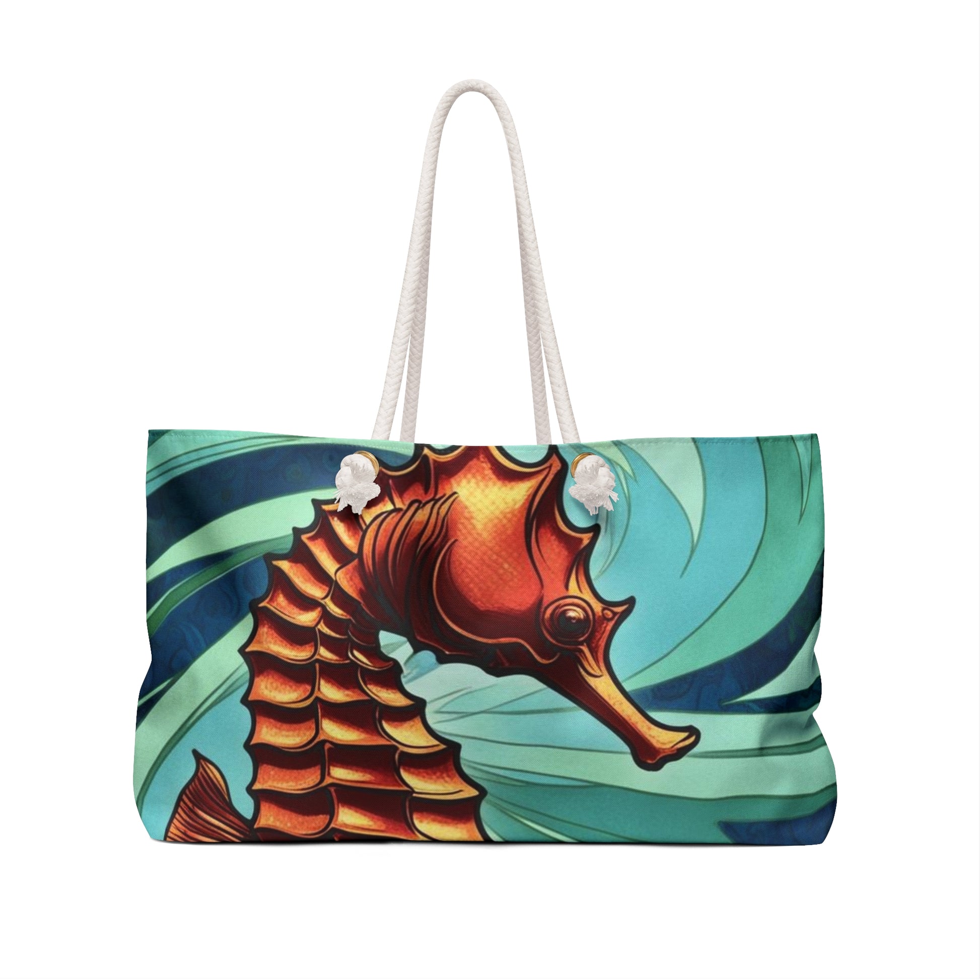 Seahorse Design Weekender Bag | Beach Travel Tote, Nautical Shopping Bag, Vacation Carryall, Gift for Ocean Lovers, Stylish Weekend Bag
