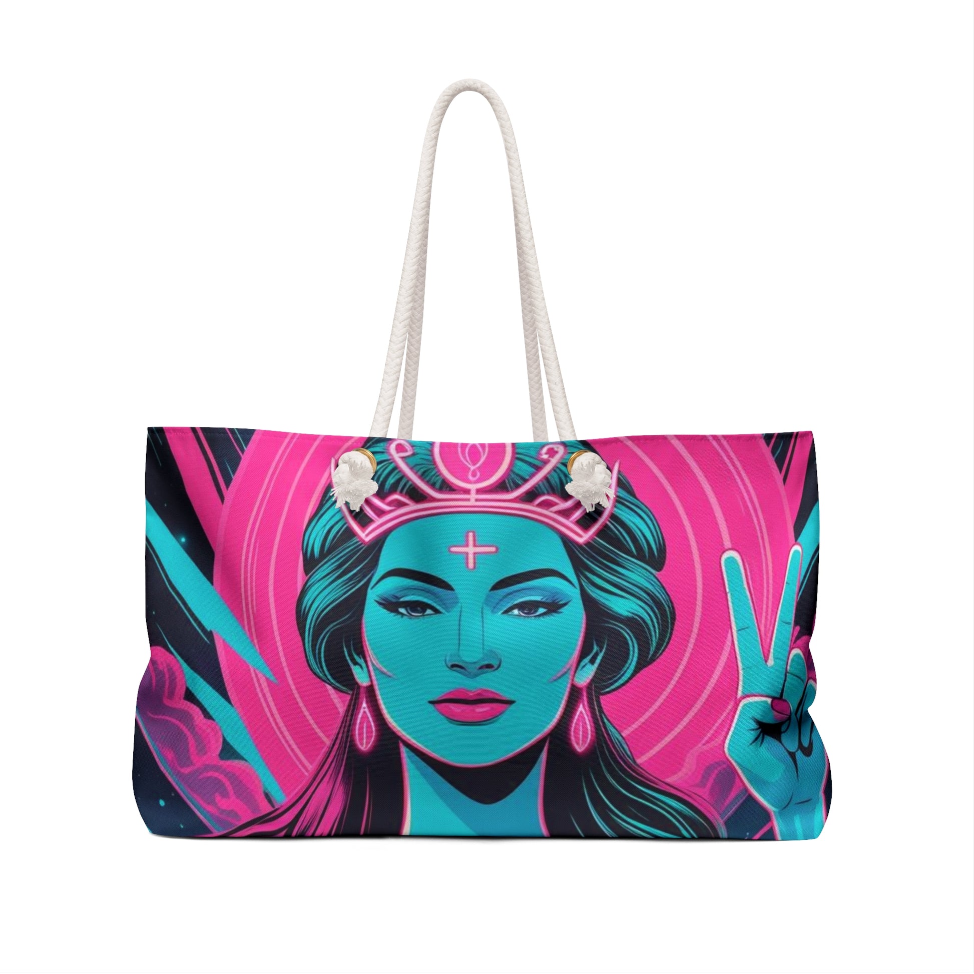Vibrant Goddess Weekender Bag, Travel Tote, Beach Bag, Yoga Bag, Weekend Getaway, Boho Chic, Statement Accessory