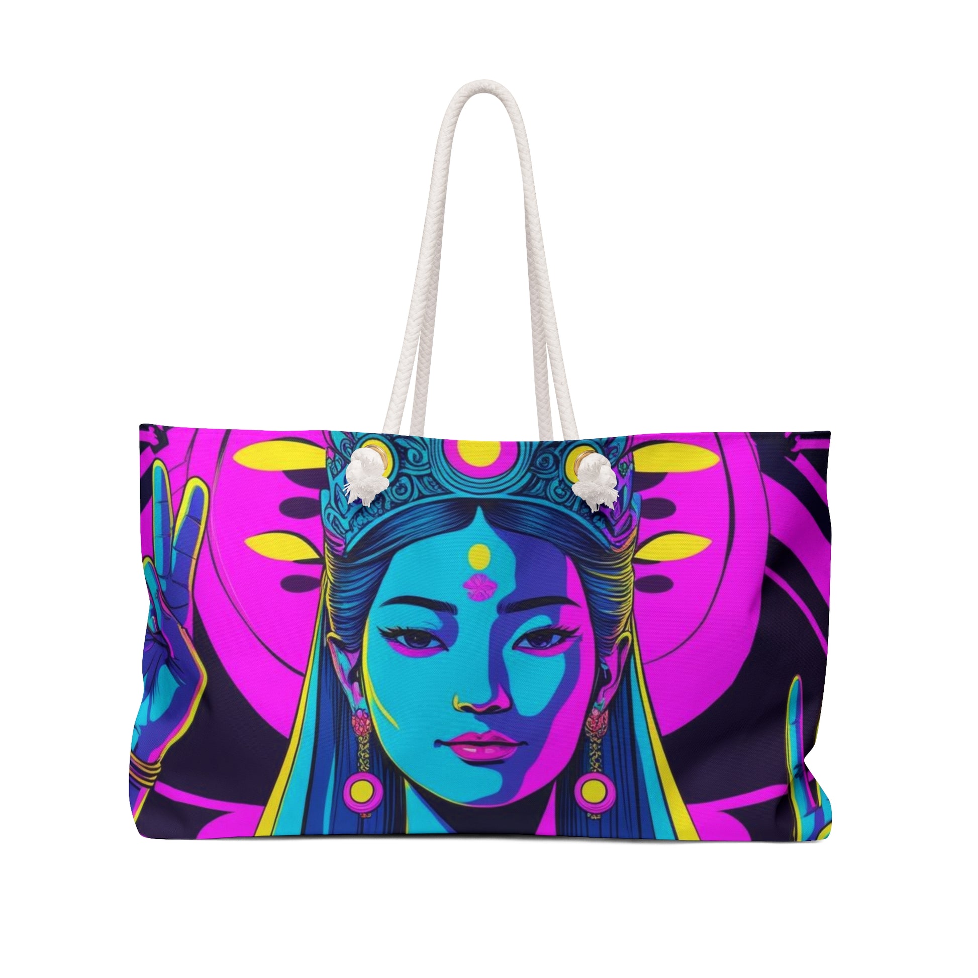 Vibrant Goddess Weekender Bag - Bohemian Tote, Gym Bag, Travel Essential, Festival Carryall, Colorful Beach Bag