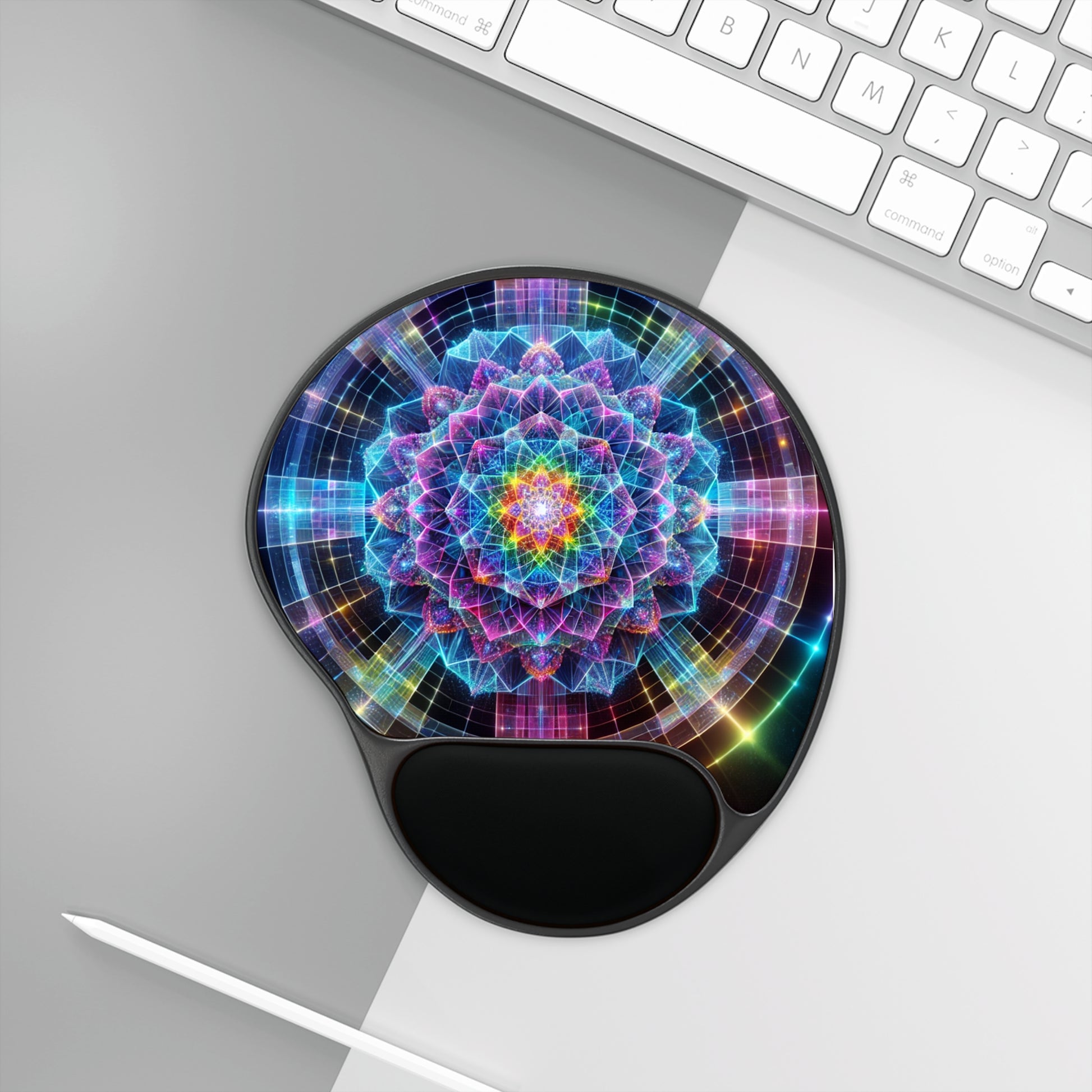 Colorful Floral Mandala Mouse Pad with Wrist Rest, Ergonomic Desk Accessory, Gamer Gift, Office Decor, Work From Home Essentials