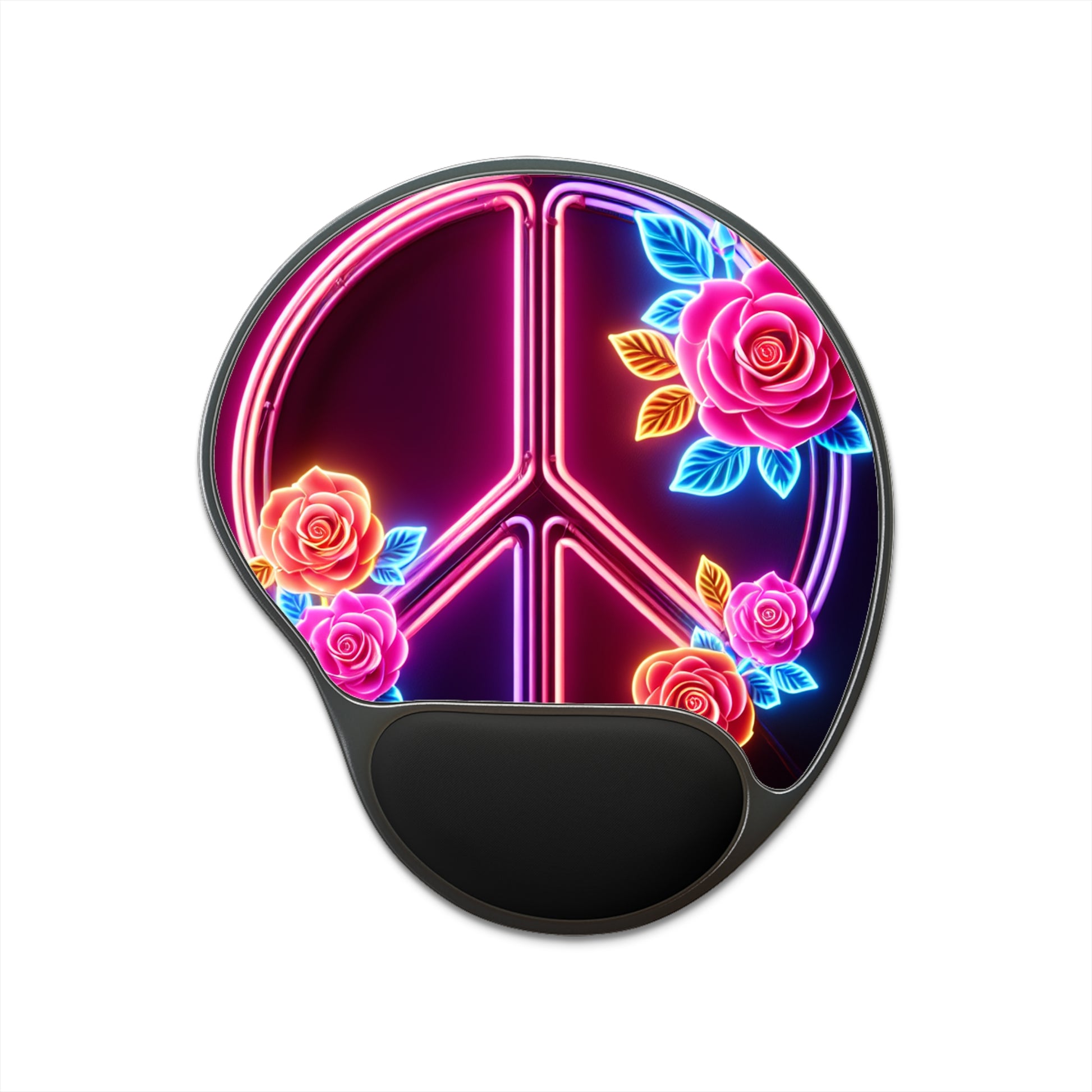 Colorful Neon Peace Sign Mouse Pad with Wrist Rest, Retro Floral Desk Accessory, Ideal for Gamers and Office Workers, Gift for [...]