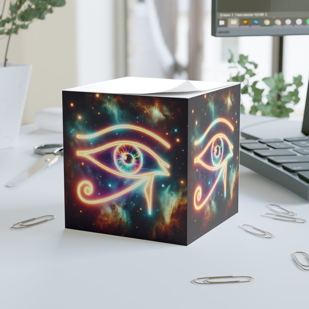 Cosmic Eye Note Cube, Spiritual Desk Organizer, Unique Stationery, Cute Office Decor, Gift for Writers, Mystic & Boho Style