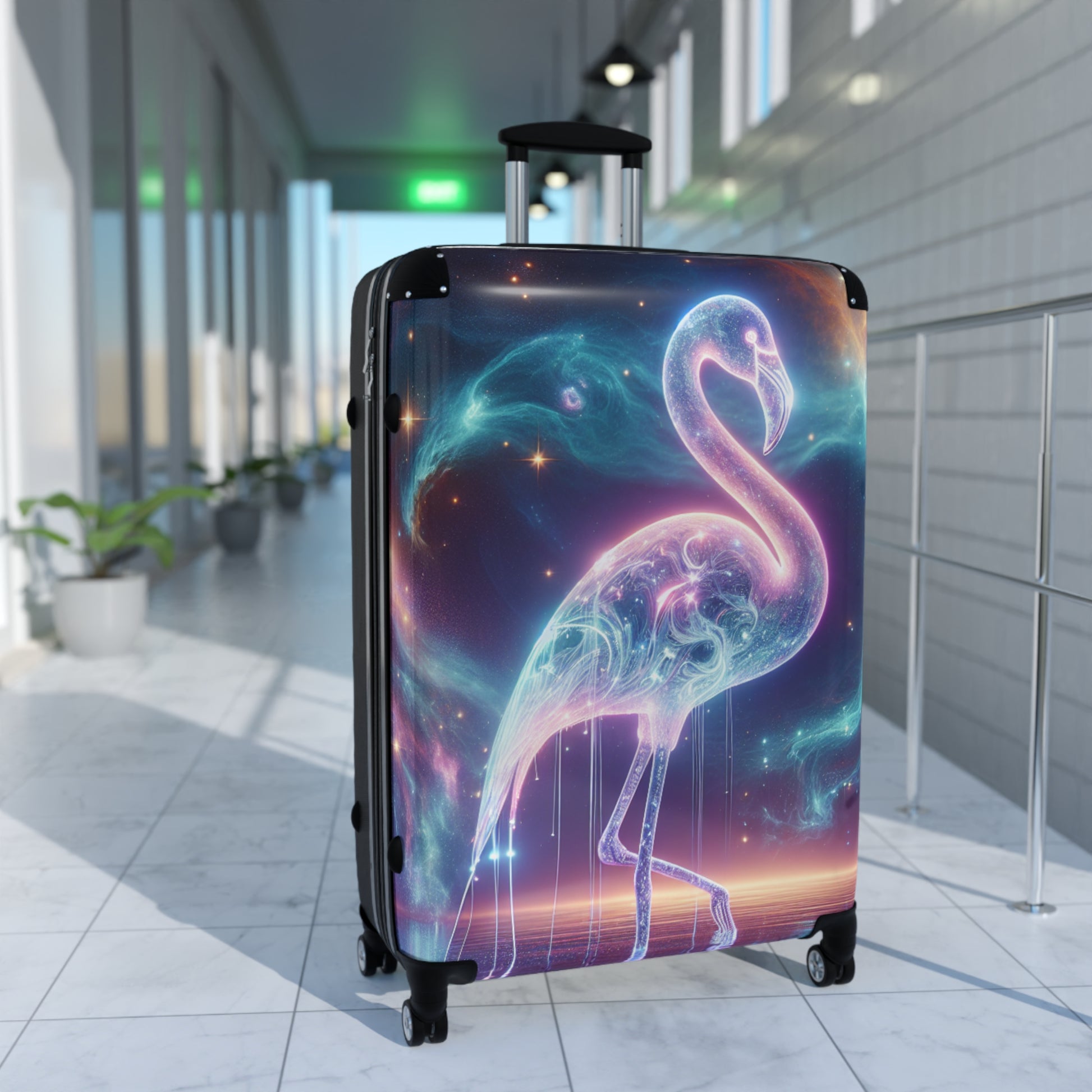 Vibrant Flamingo Suitcase - Perfect for Travel Enthusiasts, Summer Vacations, and Unique Gift Ideas