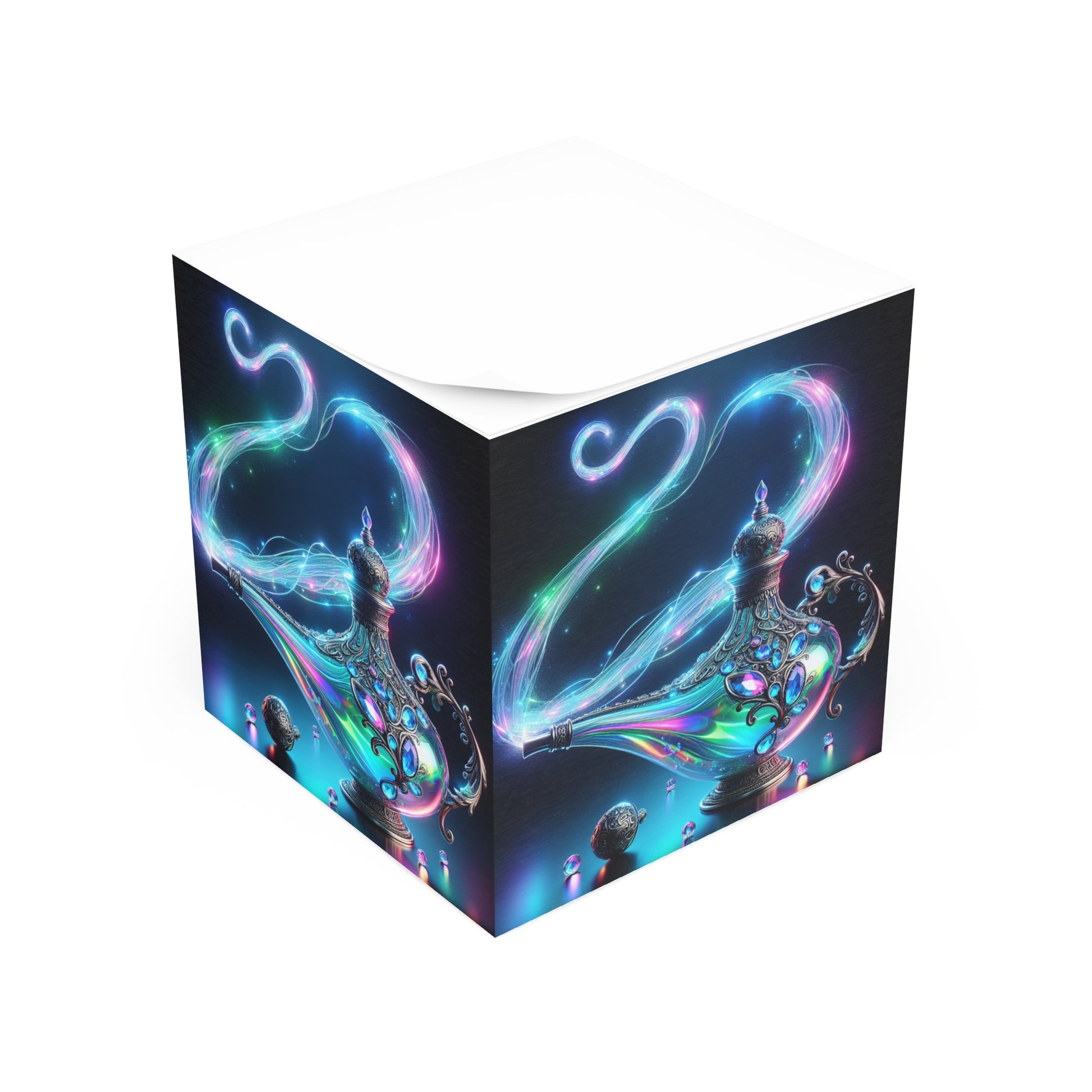 Whimsical Genie Note Cube, Magic-themed Memo Pad, Office Decor, Gift for Writers, Study Supplies, Unicorn Lover Gift